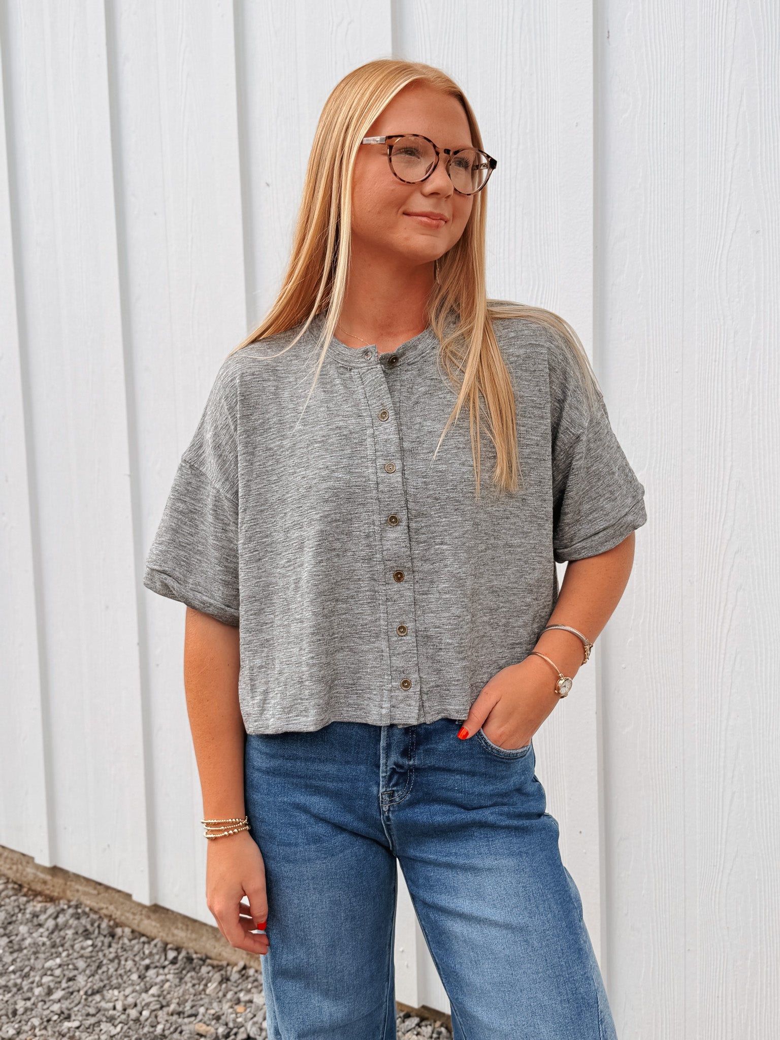 Easy Living Knit Button Top