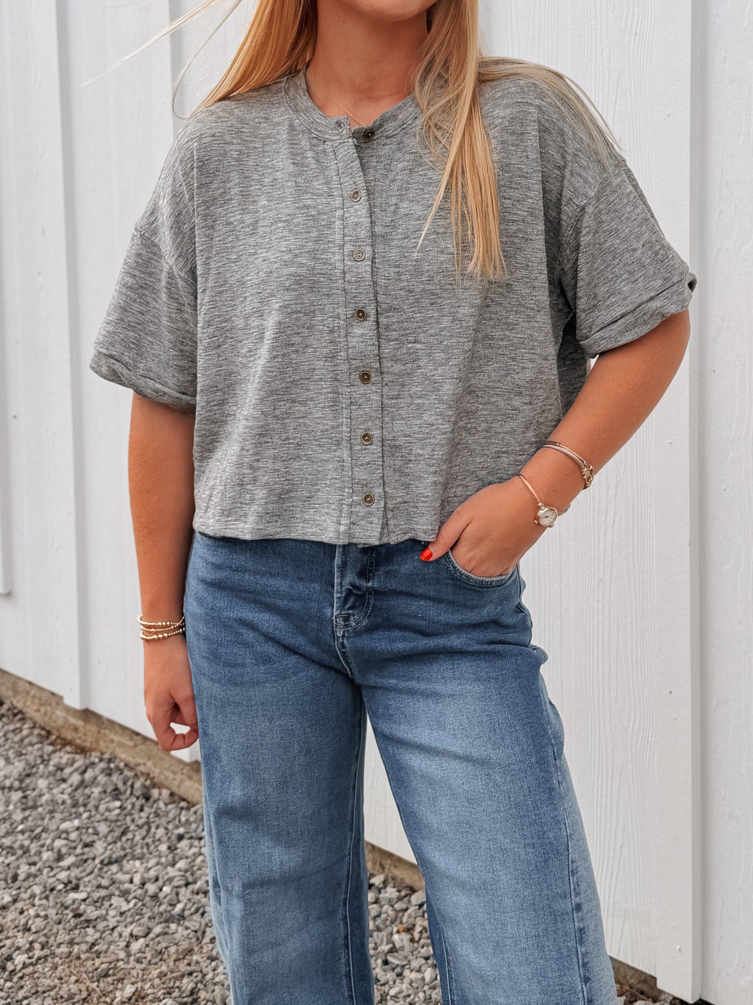 Easy Living Knit Button Top