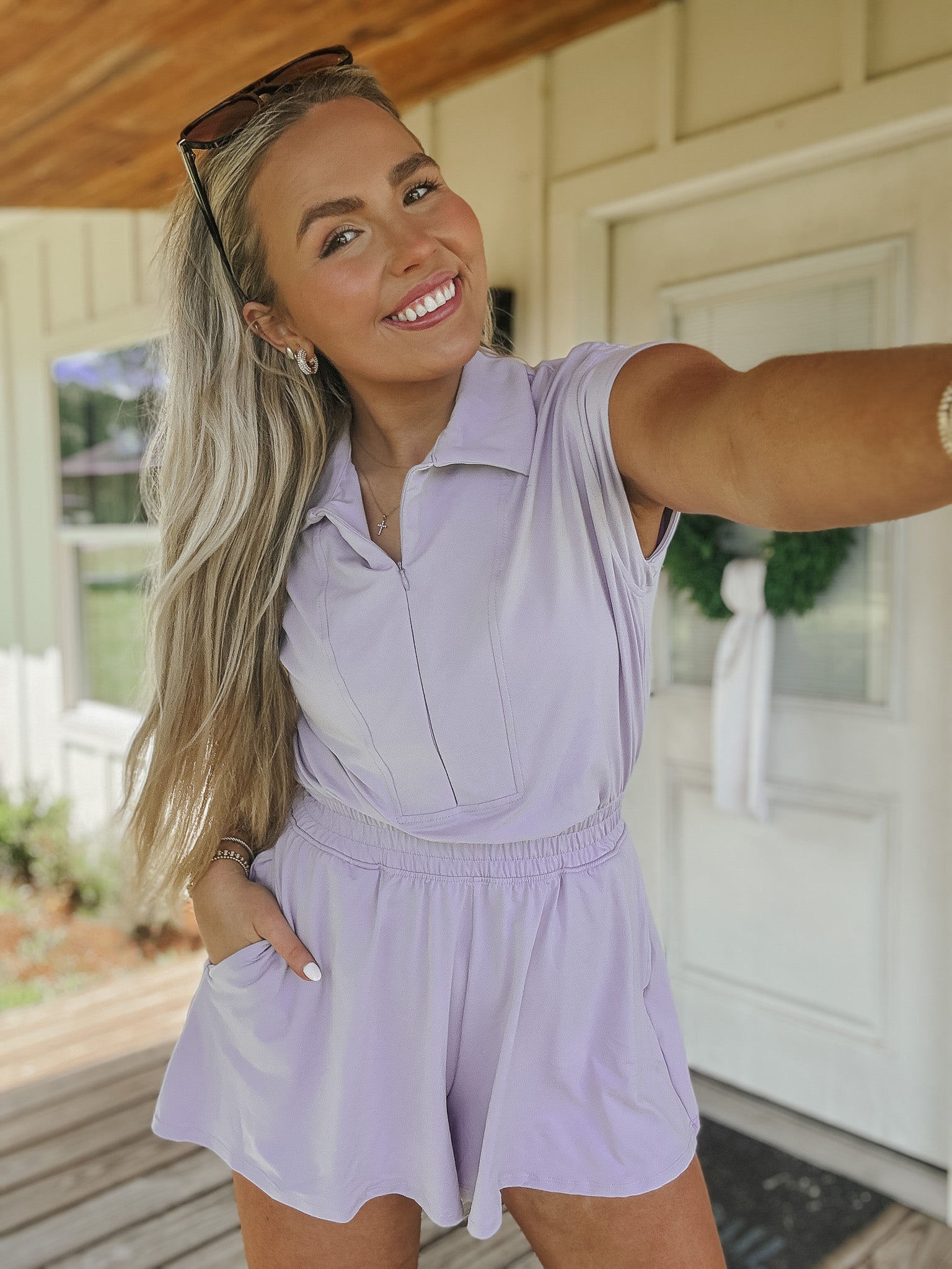Sporty Spice Athletic Romper in Lavender