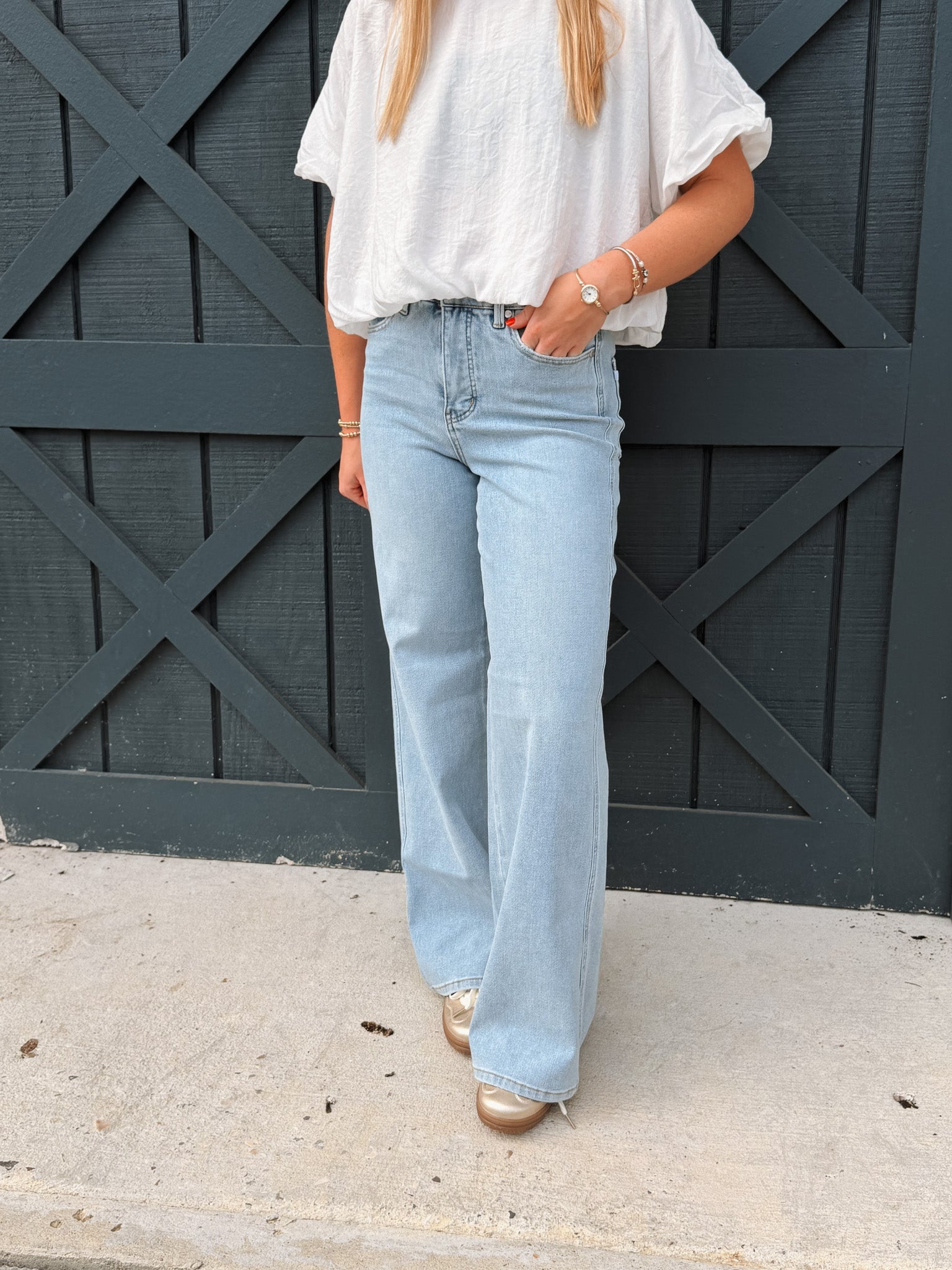 The Bonnie High Waist Tummy Control Retro Wide Leg Jeans
