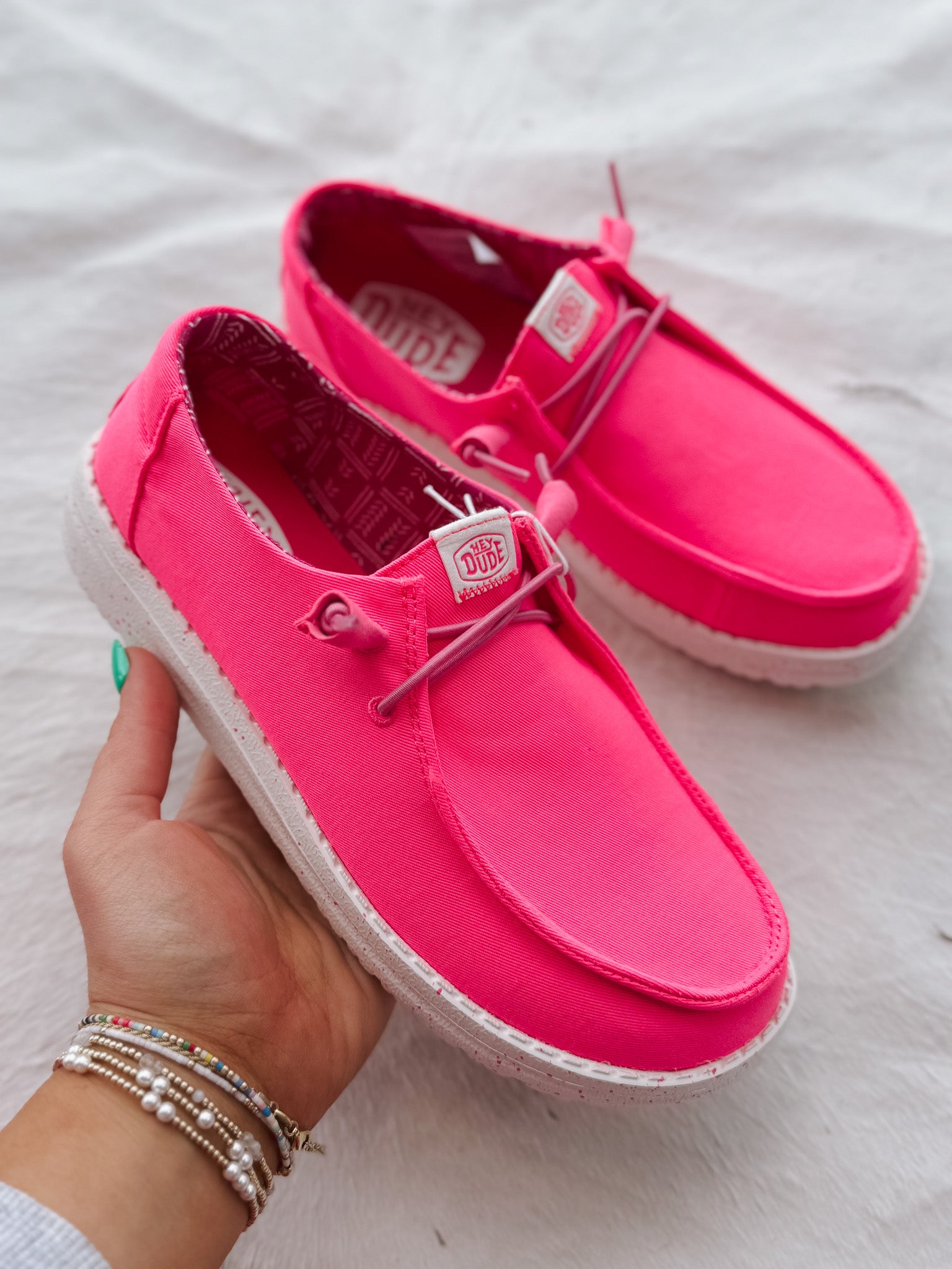 Women's Hey Dude Wendy Stretch Canvas Neon Pink