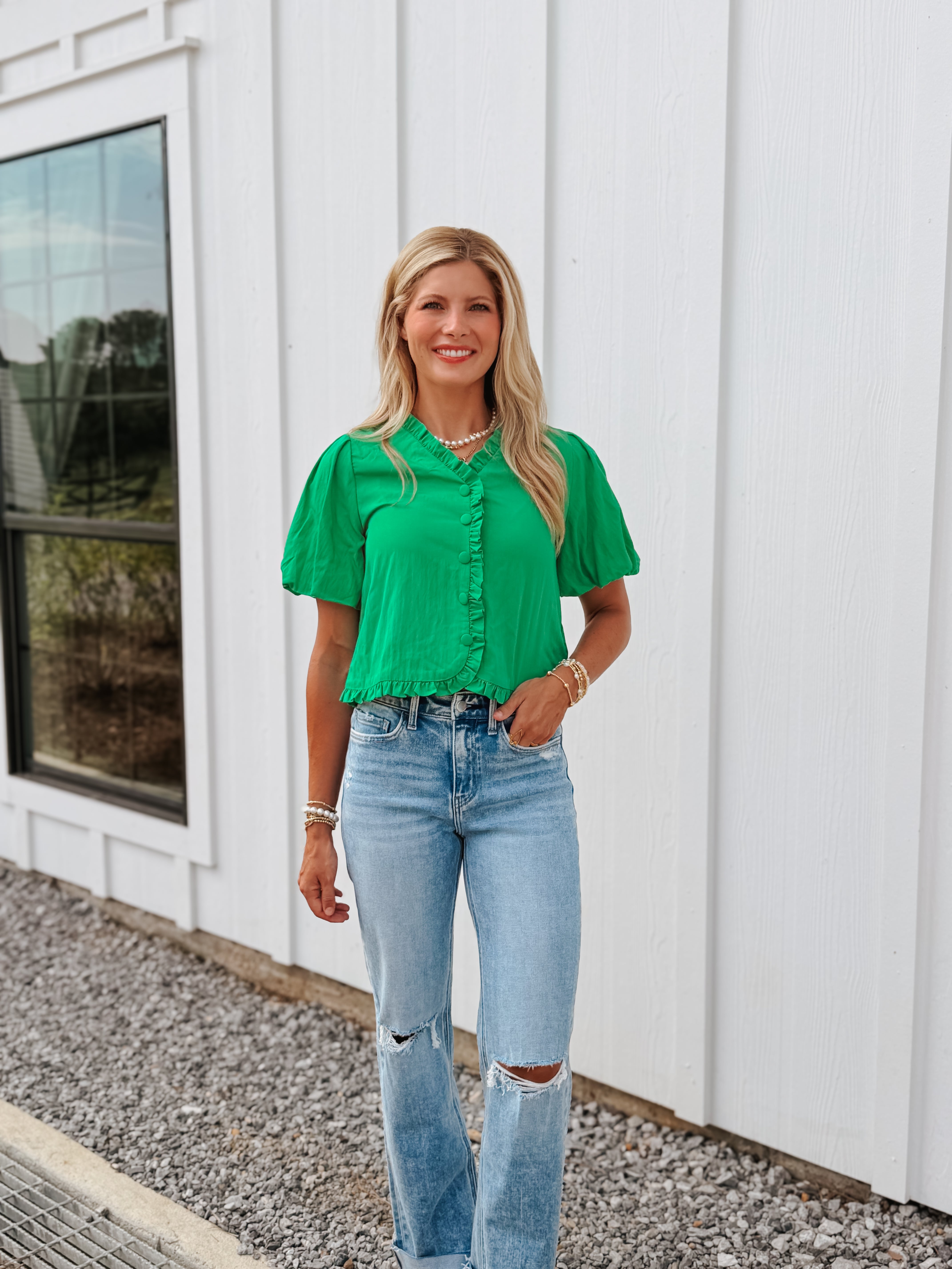 Everyday Charm Top in Green