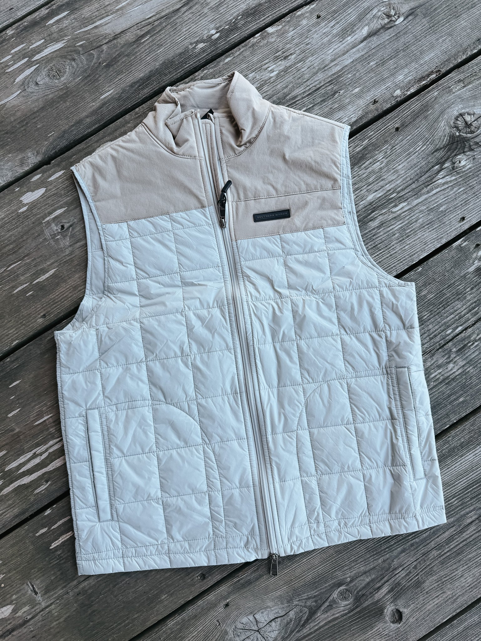 Men's Southern Marsh Falcon Hill Quilted Vest in Tan