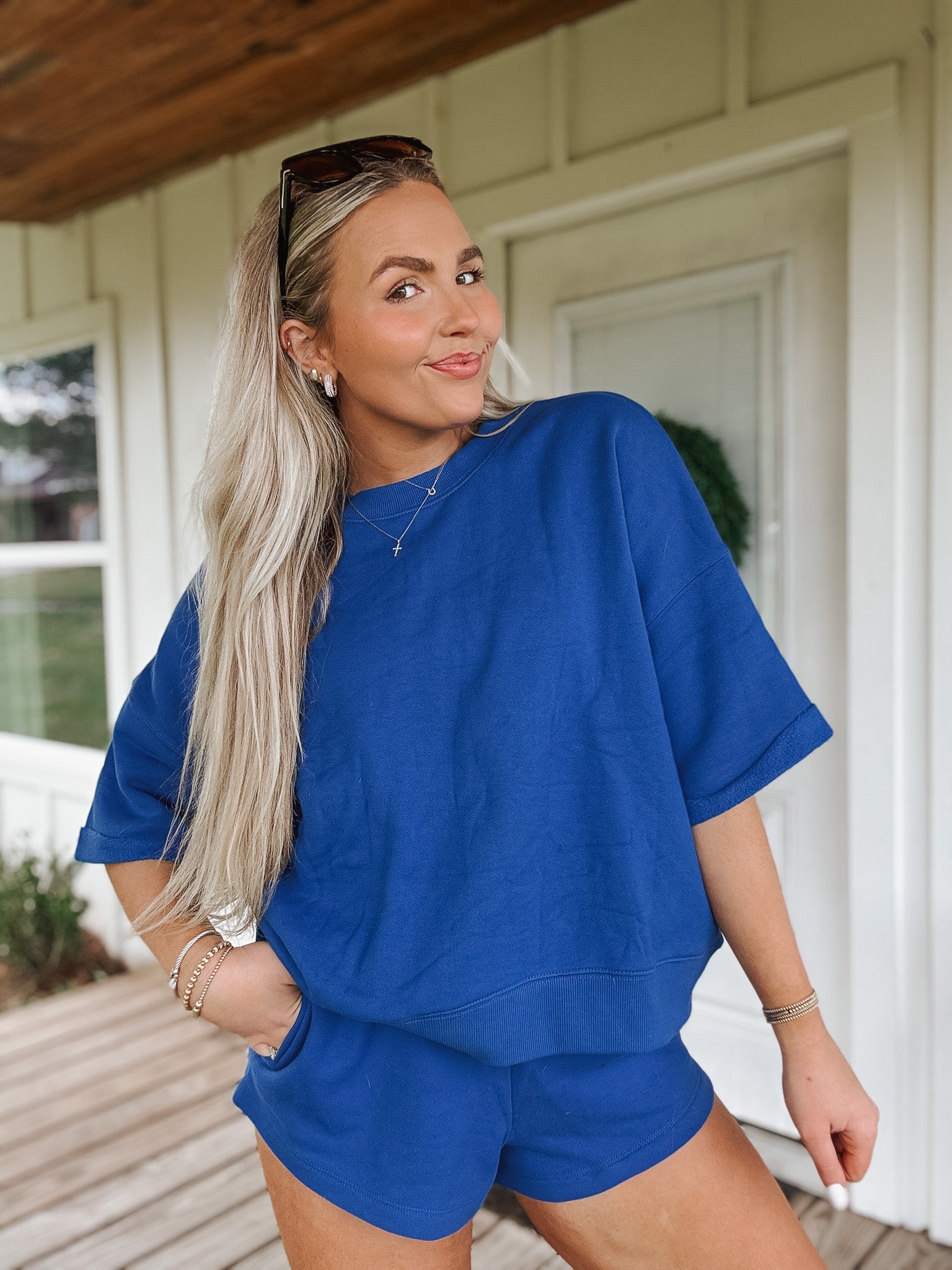 Comfort in Malibu Sweat Set in Royal Blue