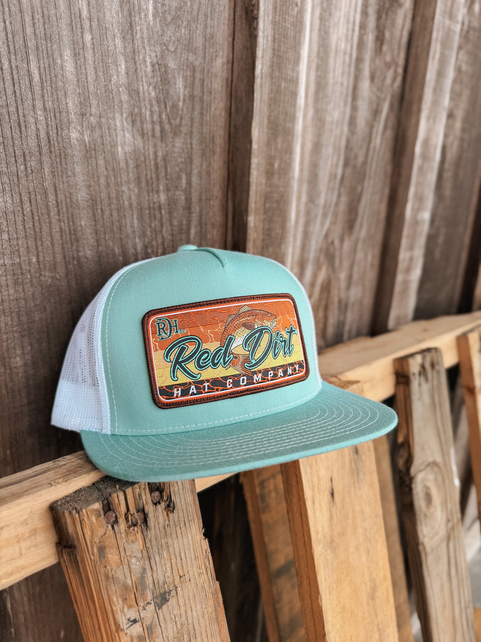 Men's Red Dirt Hat Co. Turquoise/White Cap