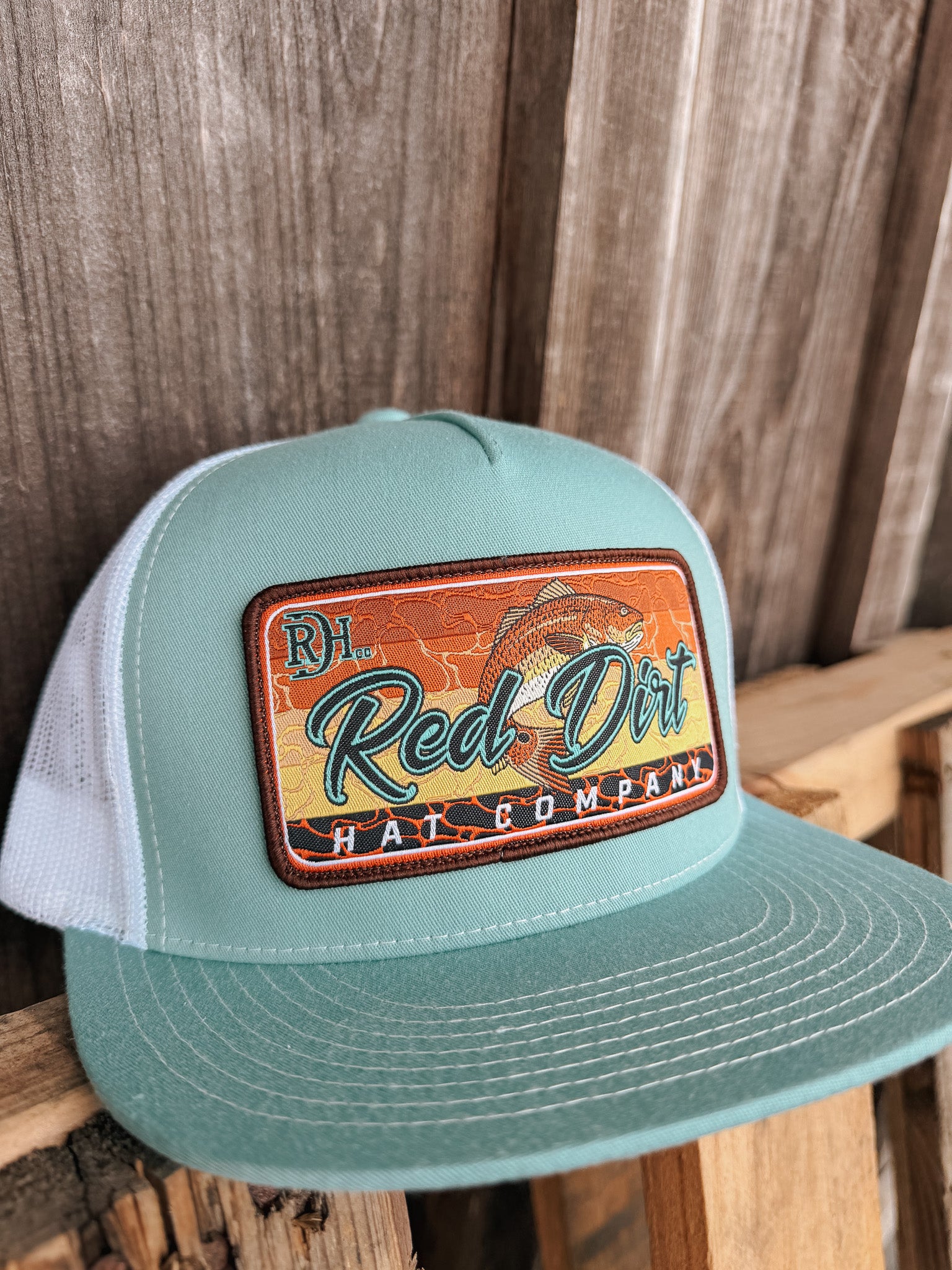 Men's Red Dirt Hat Co. Turquoise/White Cap