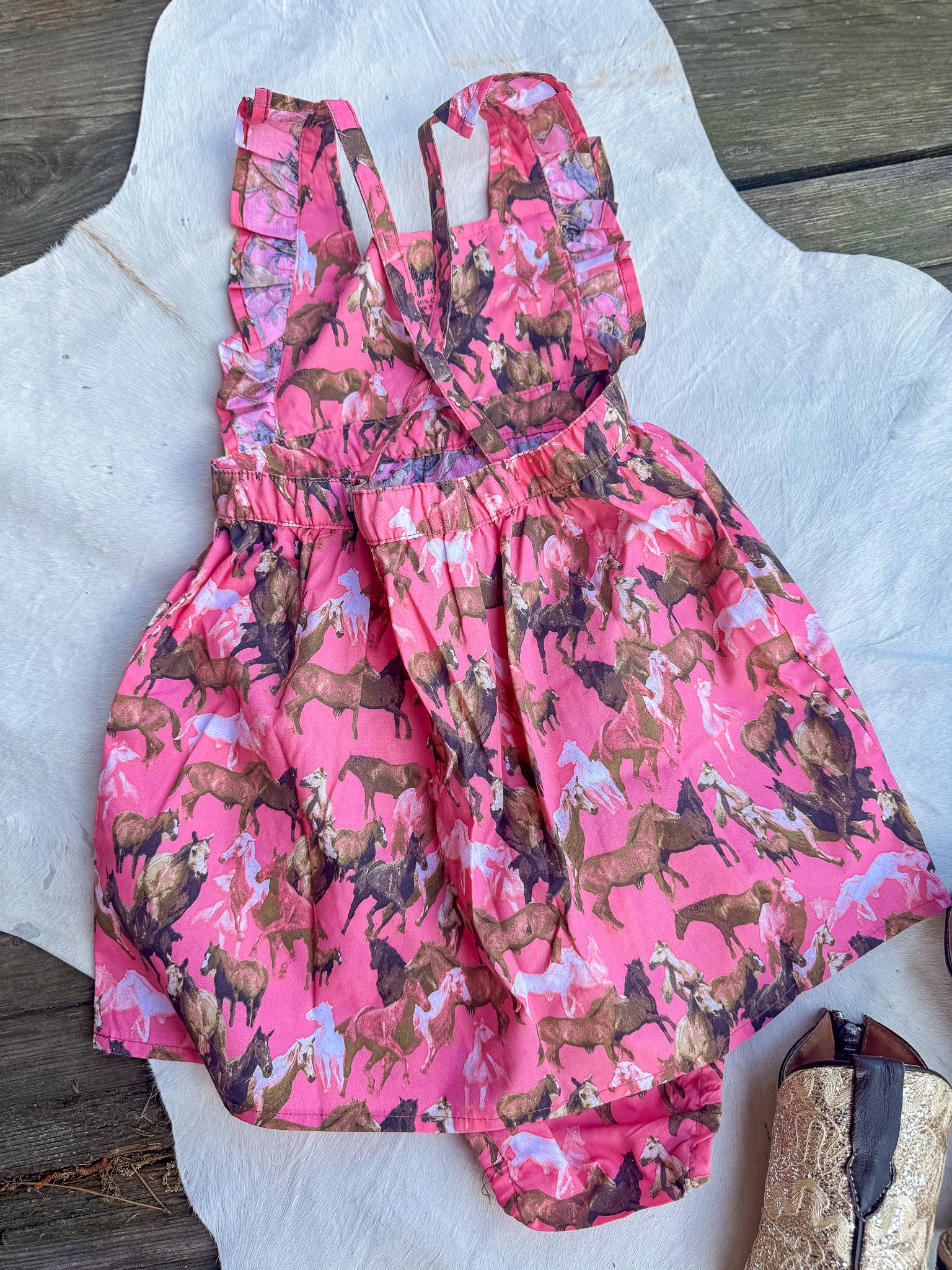 Girl's Wrangler Ruffle Sleeve Pinafore Dress