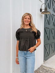 Date Night Black Smocked Top