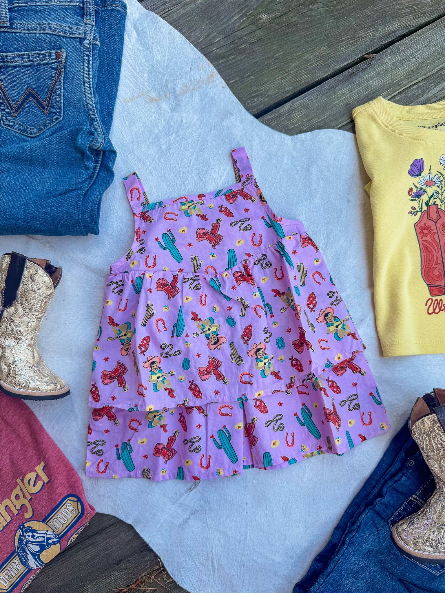 Girl's Wrangler Printed Ruffle Tank