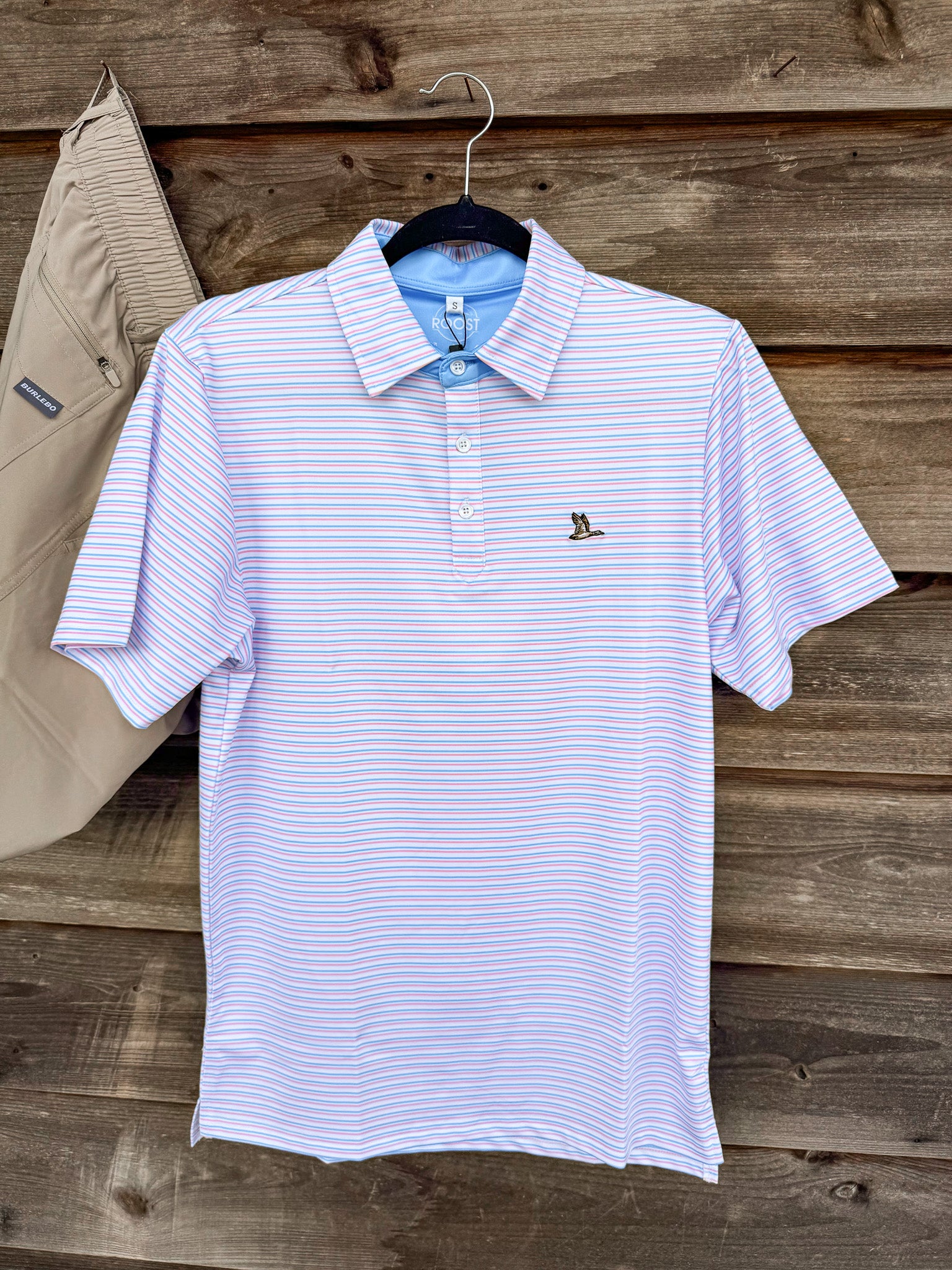 Men's Roost Cayuga Polo in Pink/Blue