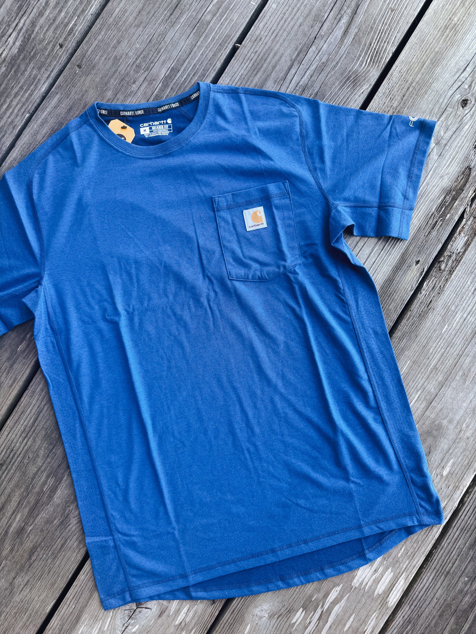 Men's Carhartt Force Relaxed Fit Midweight Short Sleeve Pocket T-Shirt in Light Huron Heather