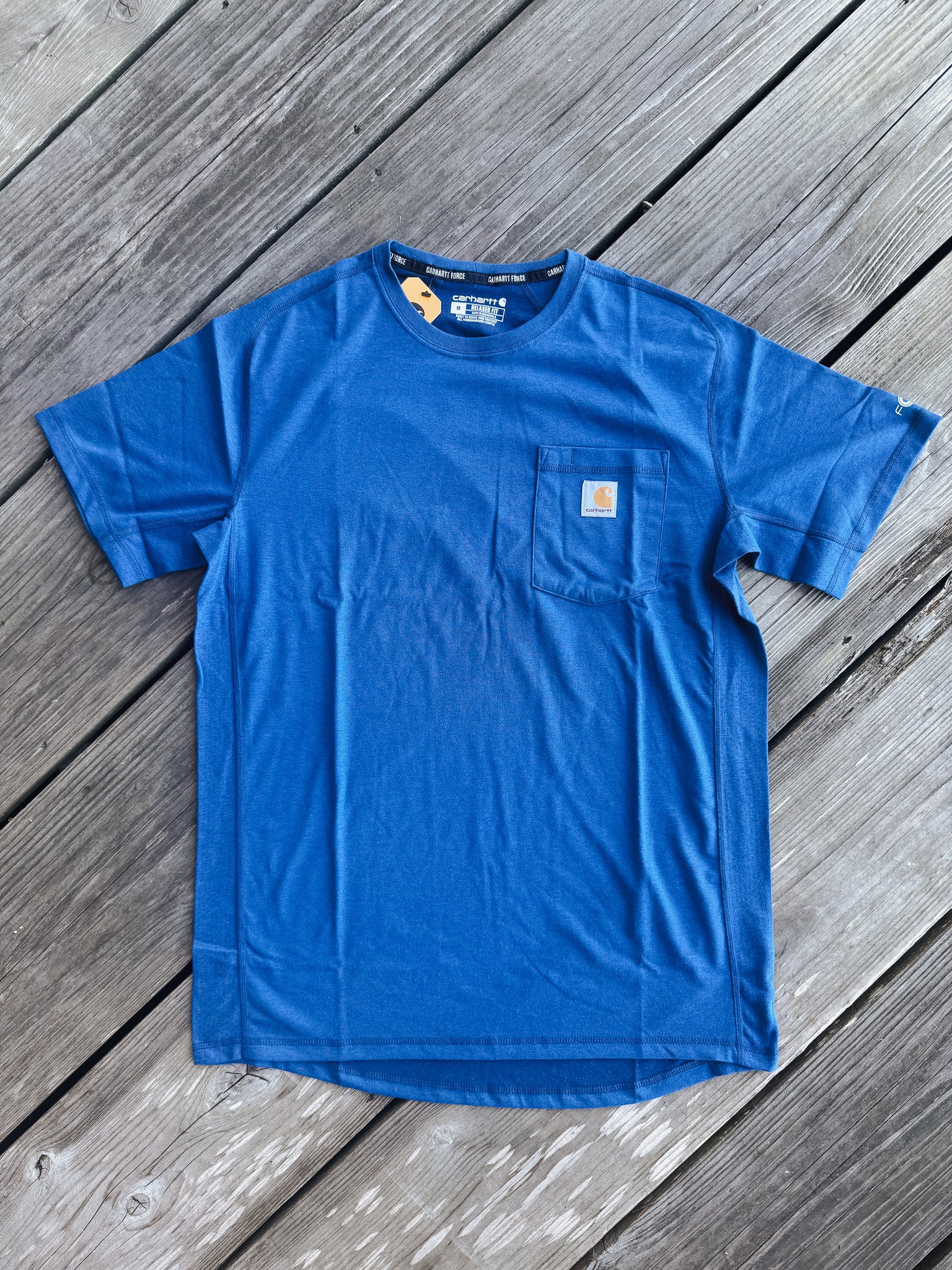 Men's Carhartt Force Relaxed Fit Midweight Short Sleeve Pocket T-Shirt in Light Huron Heather