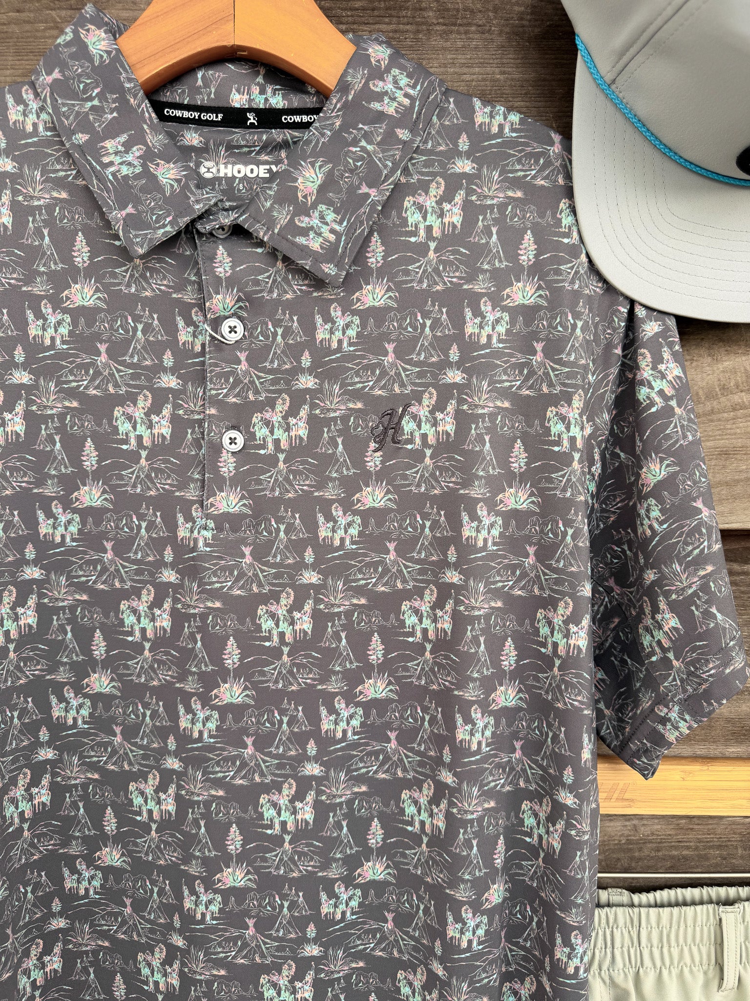 Hooey Men's "The Weekender" Polo in Charcoal