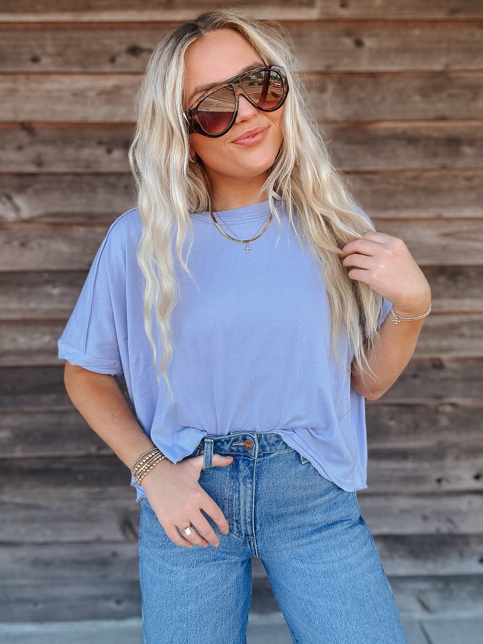 Casual Cues Sky Crop Tee