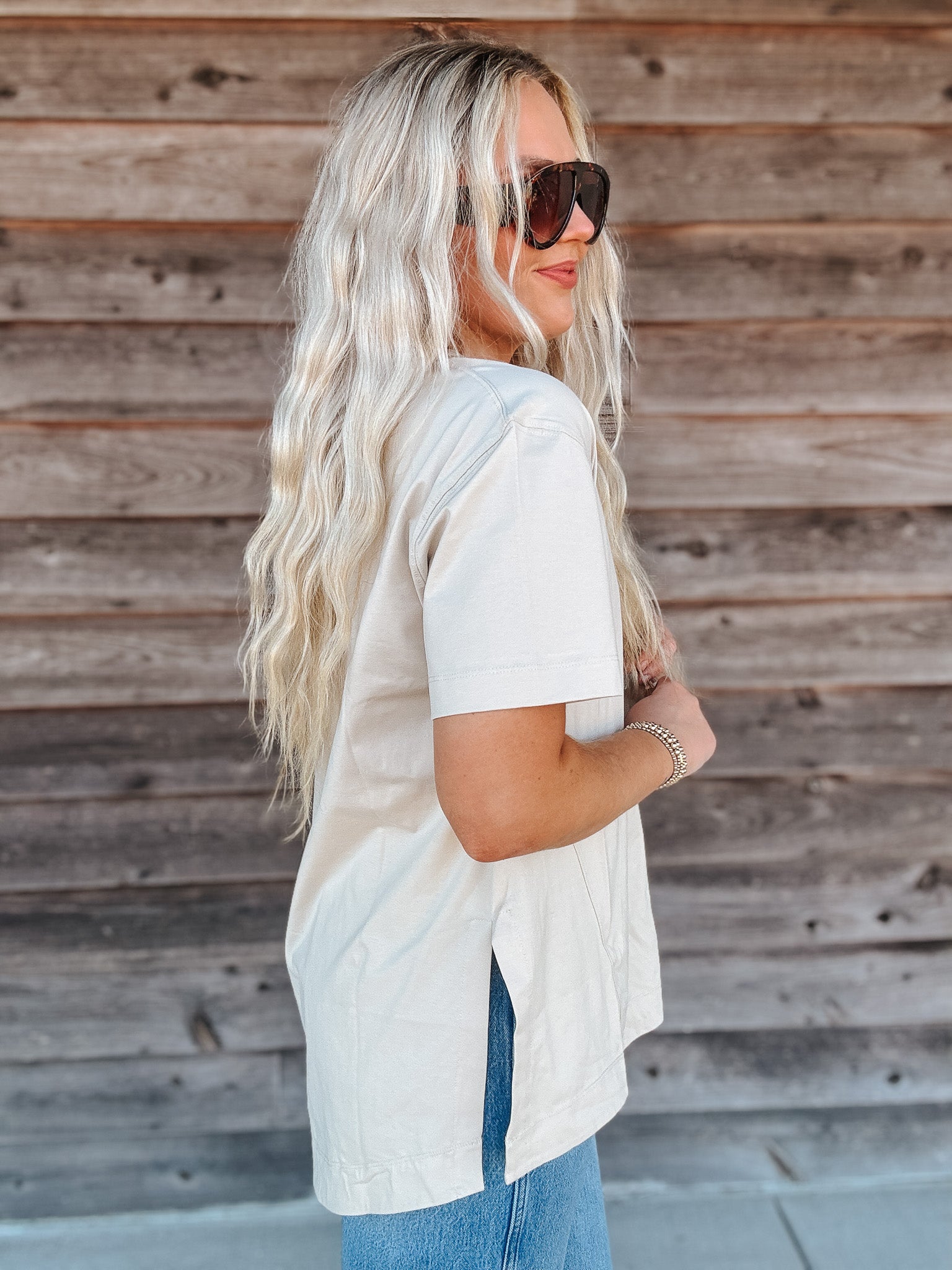 Make It Easy Taupe Top