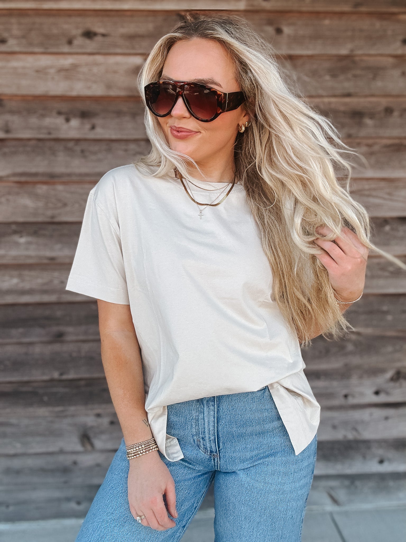 Make It Easy Taupe Top