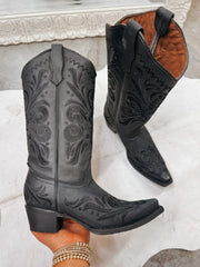 Women's Circle G Black Floral Snip Toe Boot