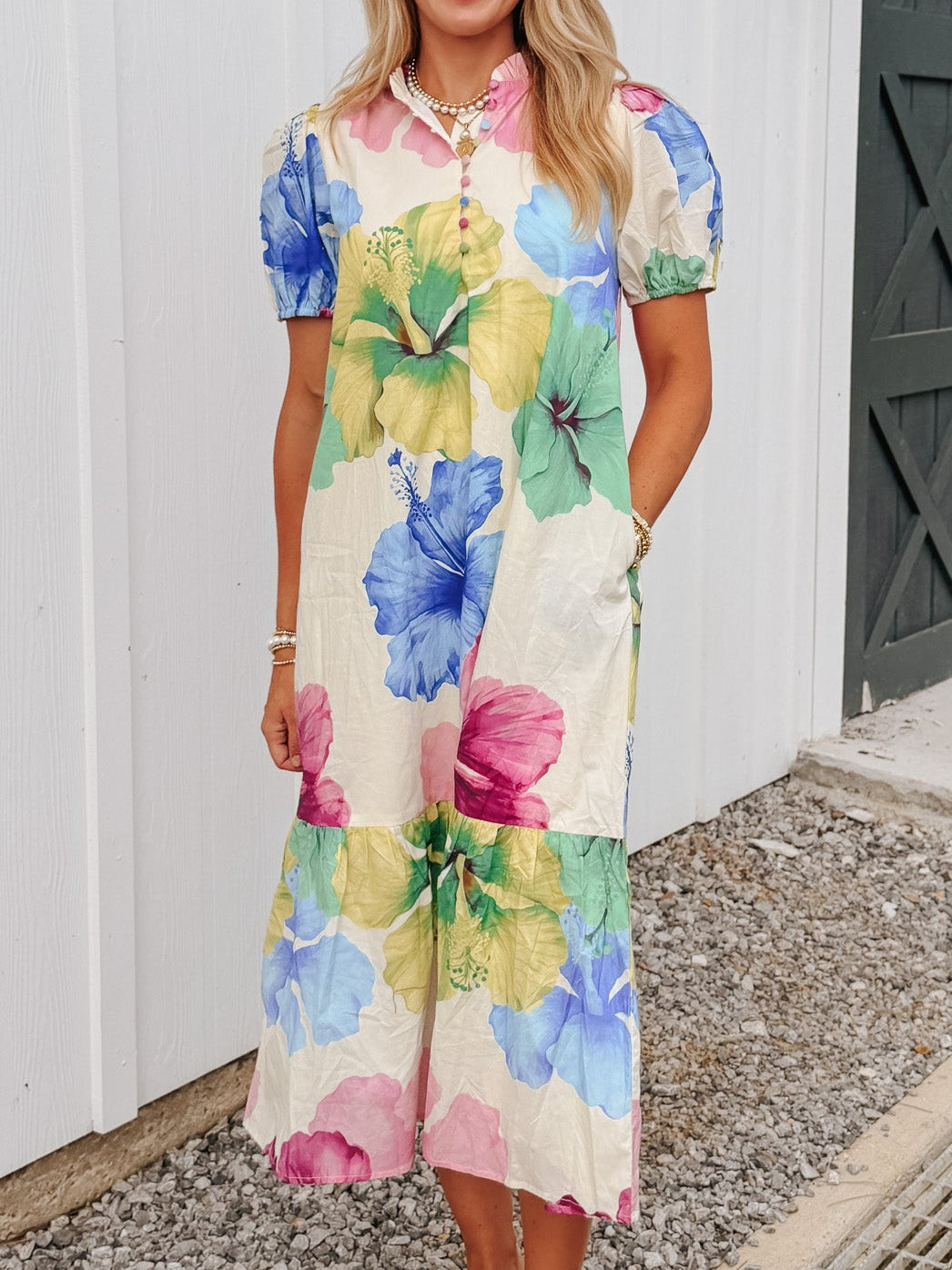 Blooming Canvas Midi Dress