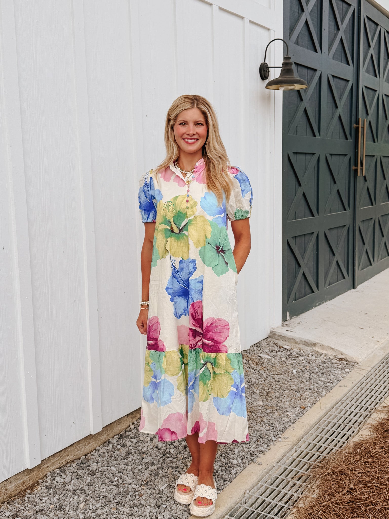 Blooming Canvas Midi Dress