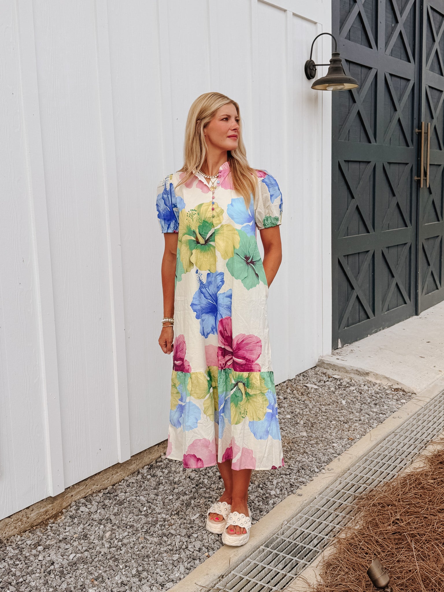 Blooming Canvas Midi Dress
