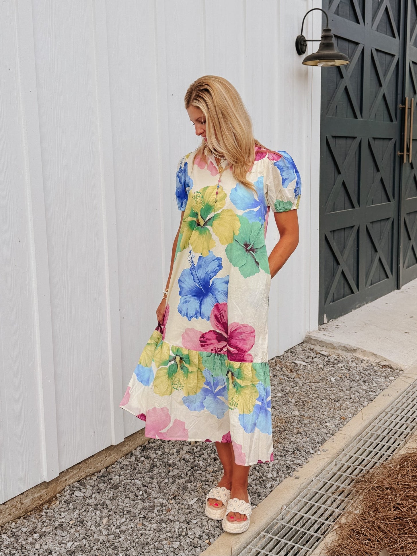 Blooming Canvas Midi Dress