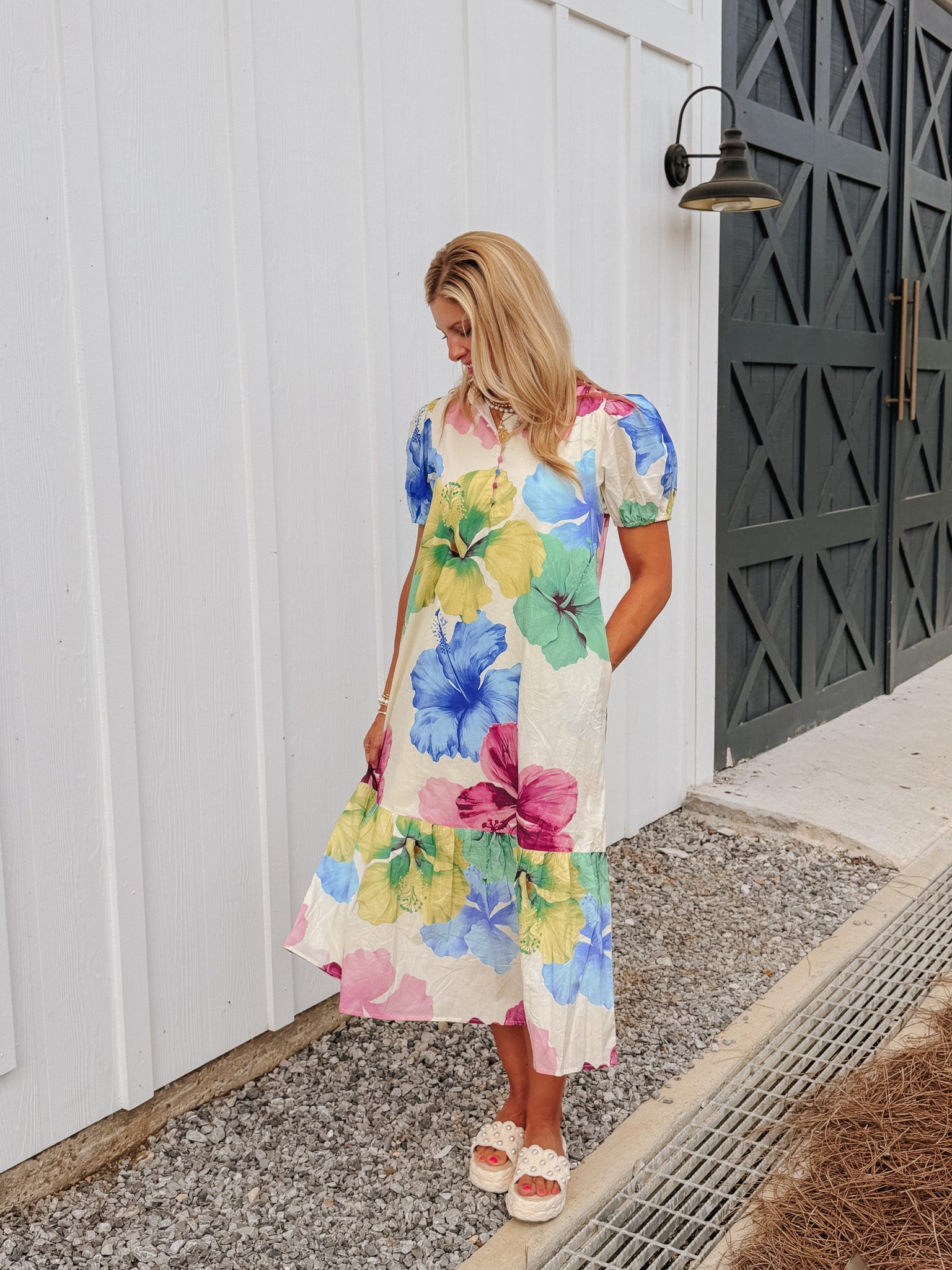Blooming Canvas Midi Dress