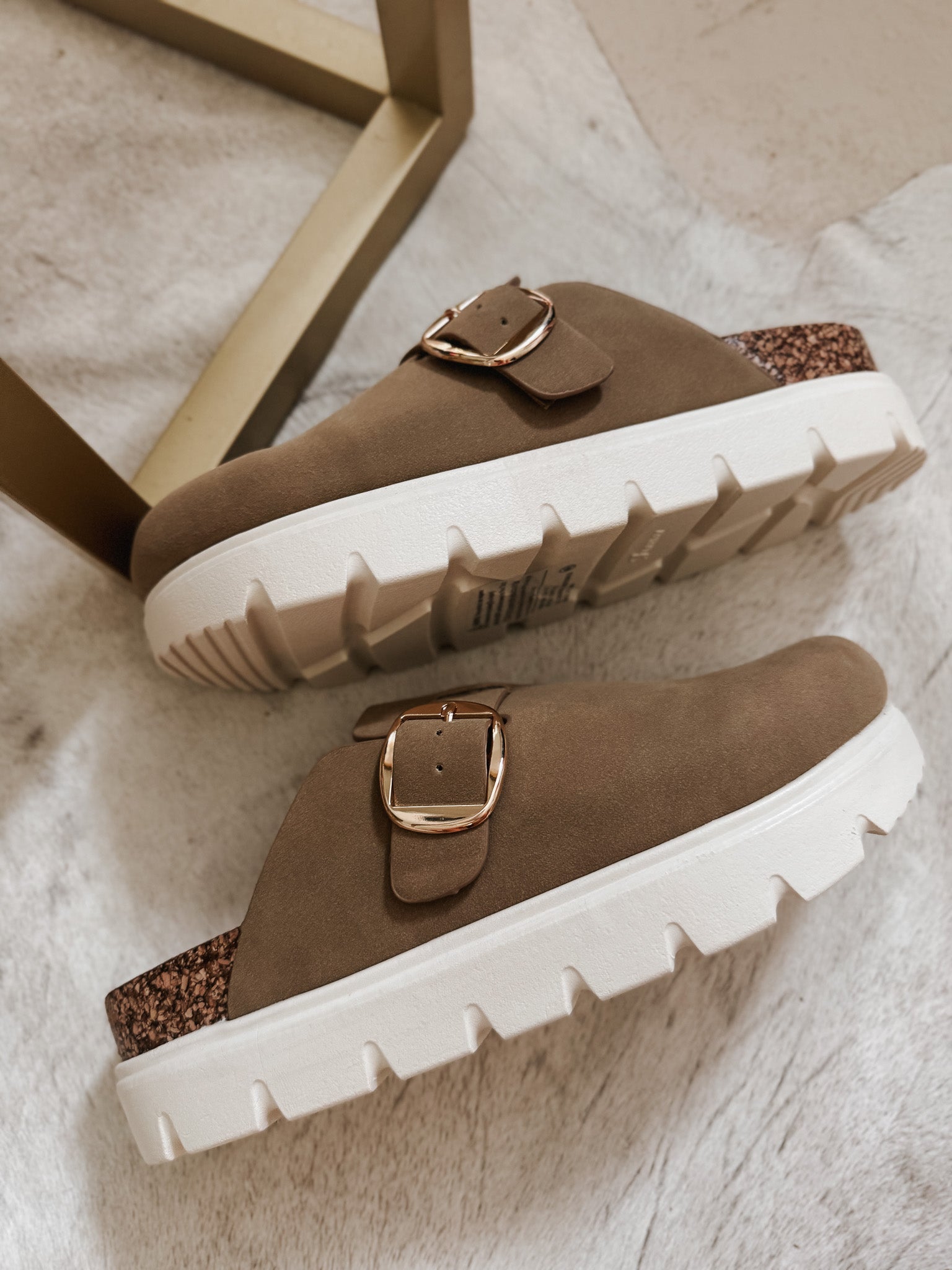 The Oaks Taupe Platform Clogs