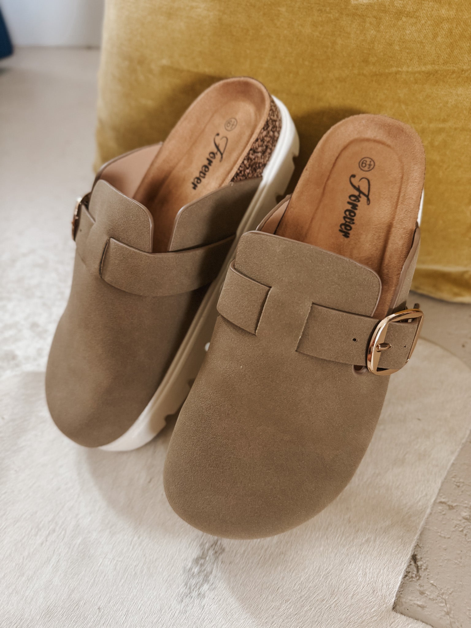 The Oaks Taupe Platform Clogs