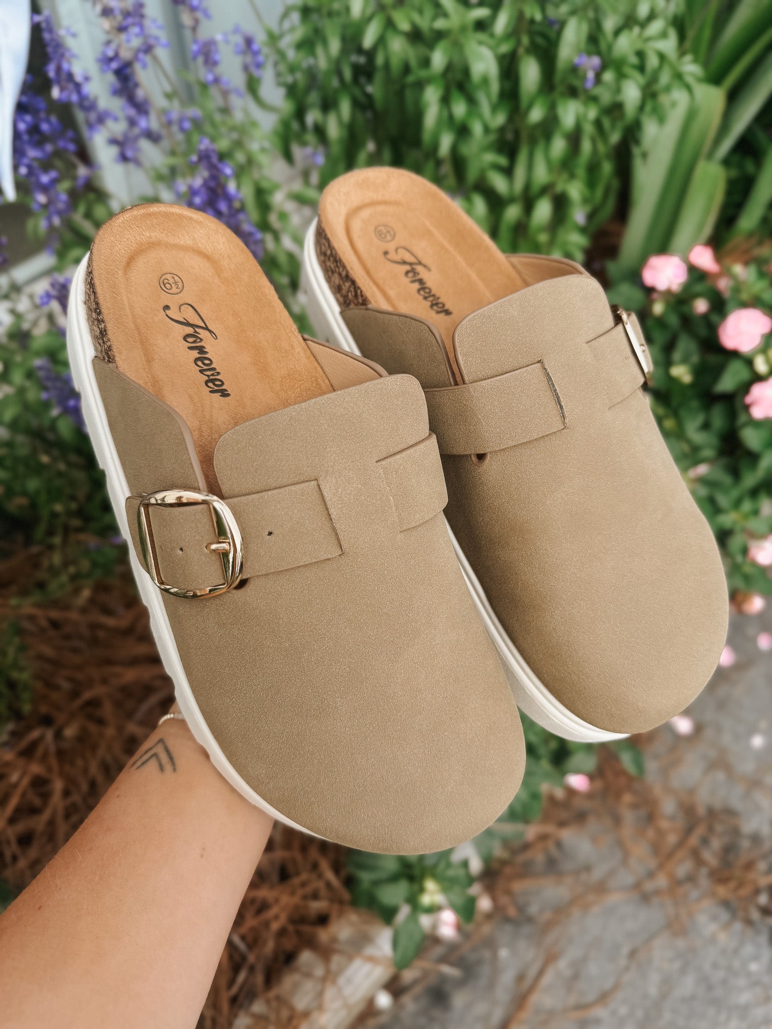 The Oaks Taupe Platform Clogs