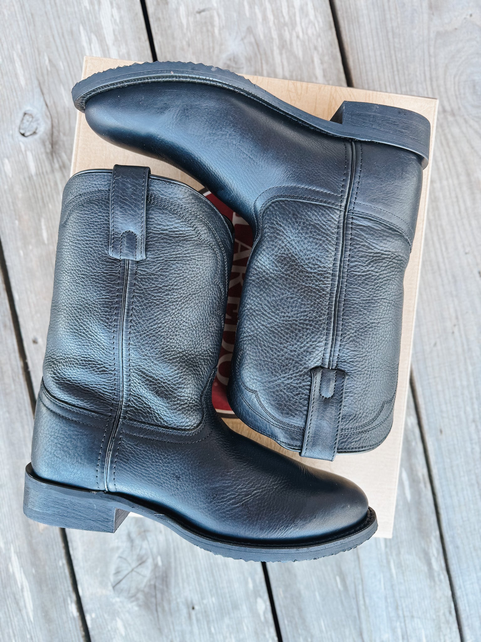 Men's Laredo Vaughn Black Leather Roper Boots – Boot Country