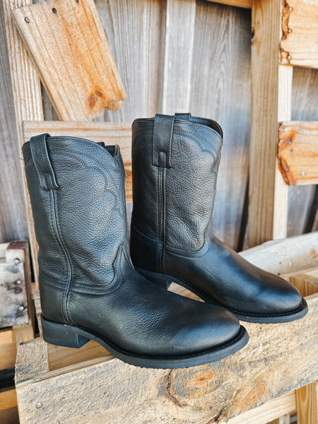 Men's Laredo Vaughn Black Leather Roper Boots – Boot Country