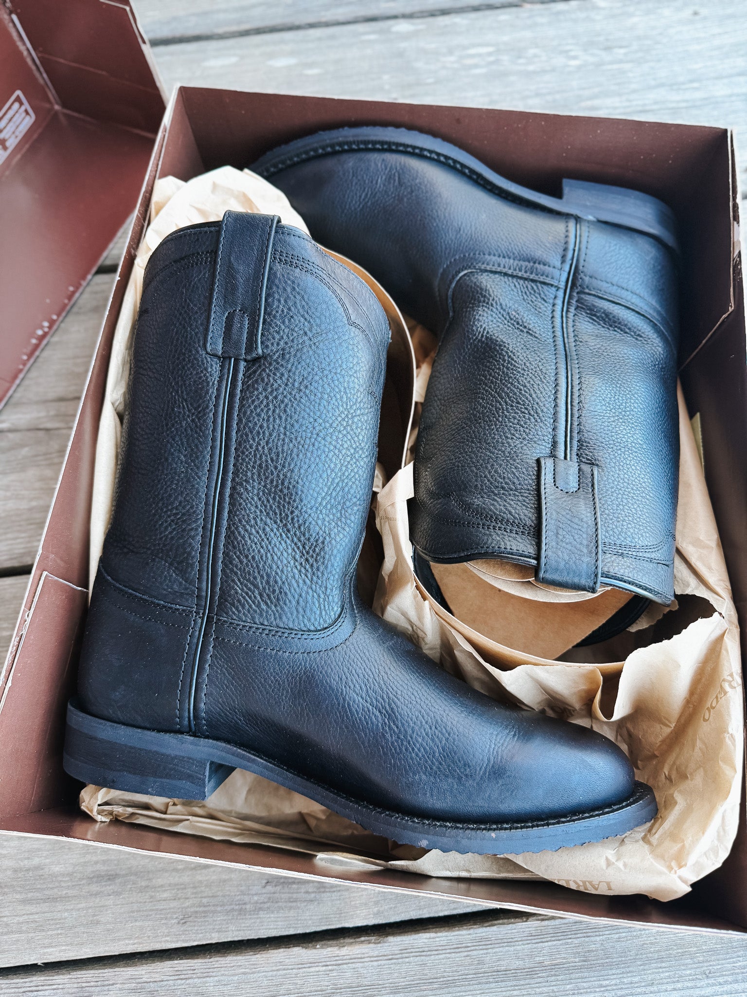 Men's Laredo Vaughn Black Leather Roper Boots – Boot Country