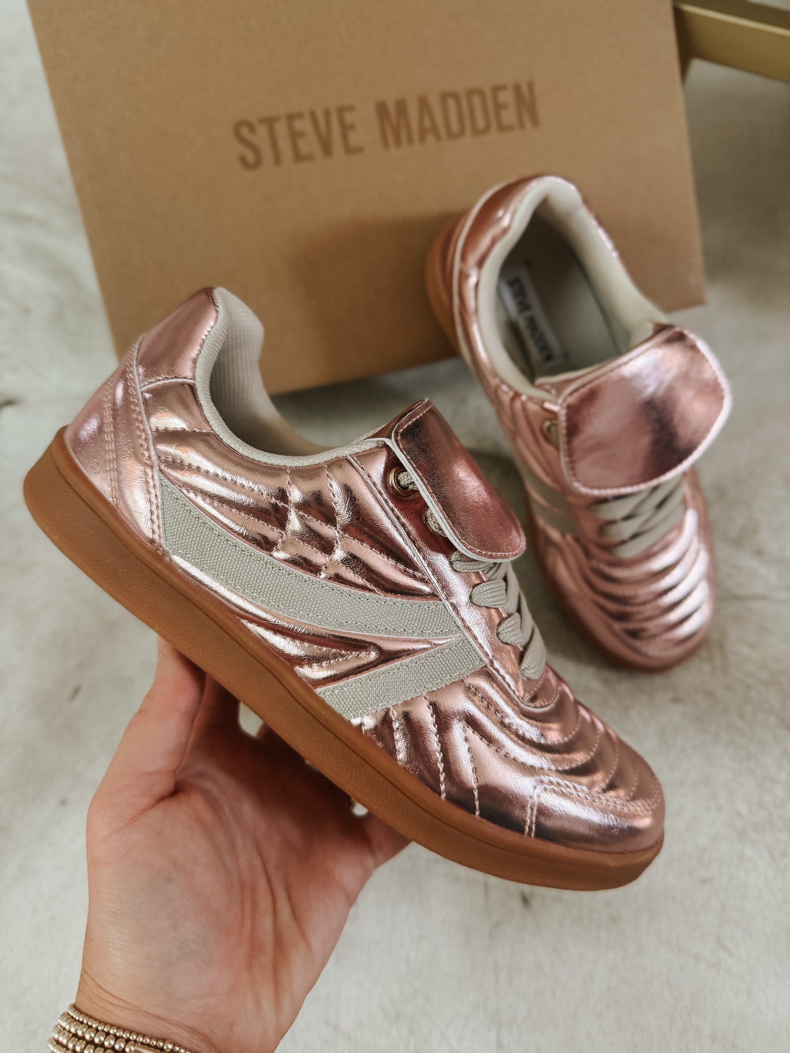 Steve Madden Women's Madrid Sneakers in Pink Metal