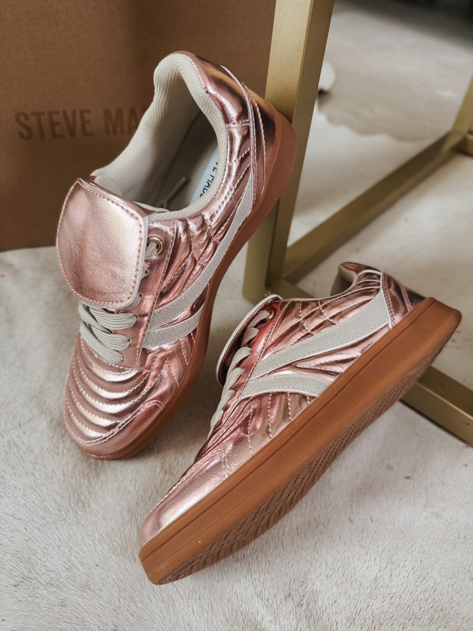 Steve Madden Women's Madrid Sneakers in Pink Metal – Boot Country