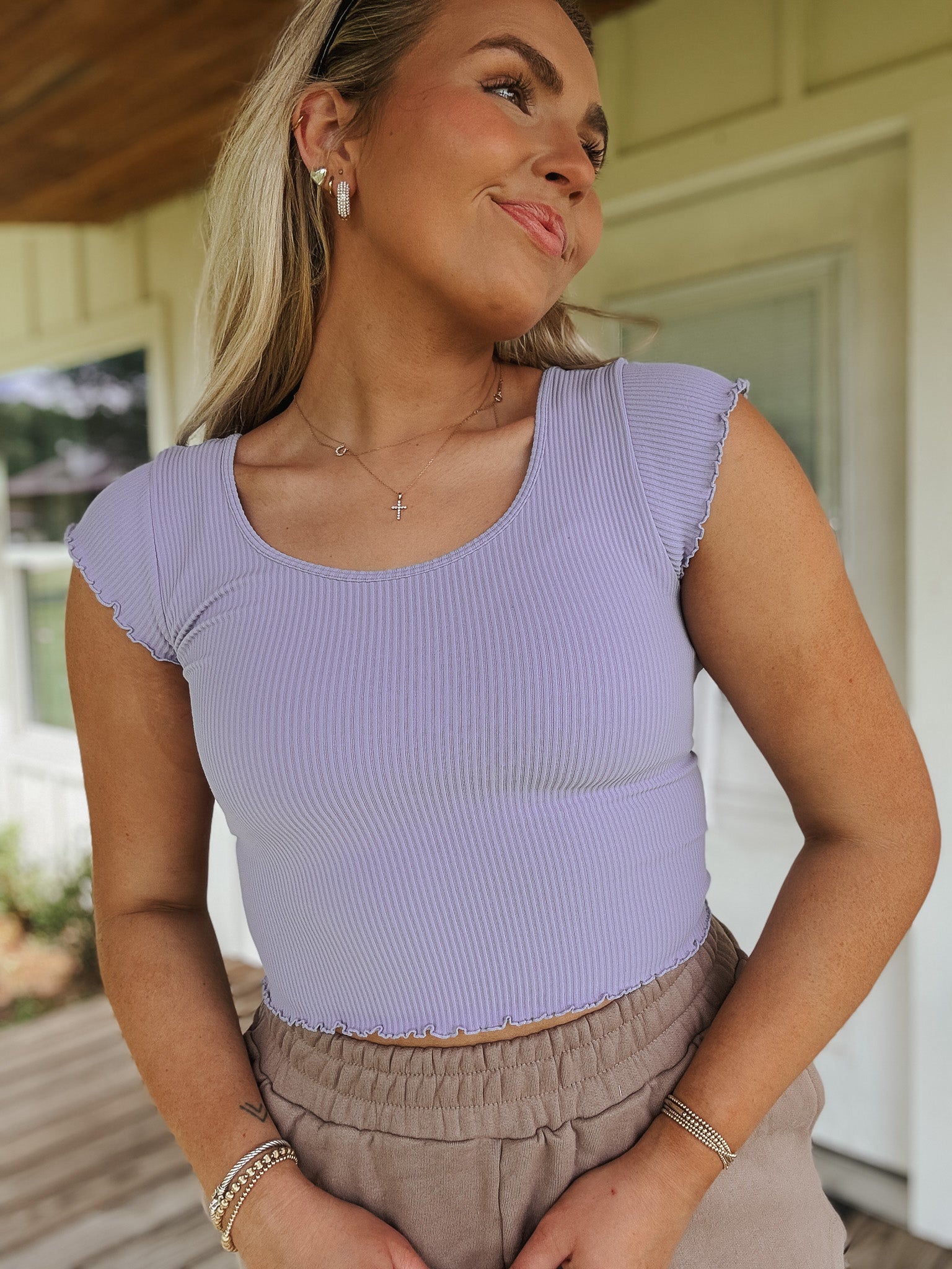Forever Stylish Ribbed Top in Lilac