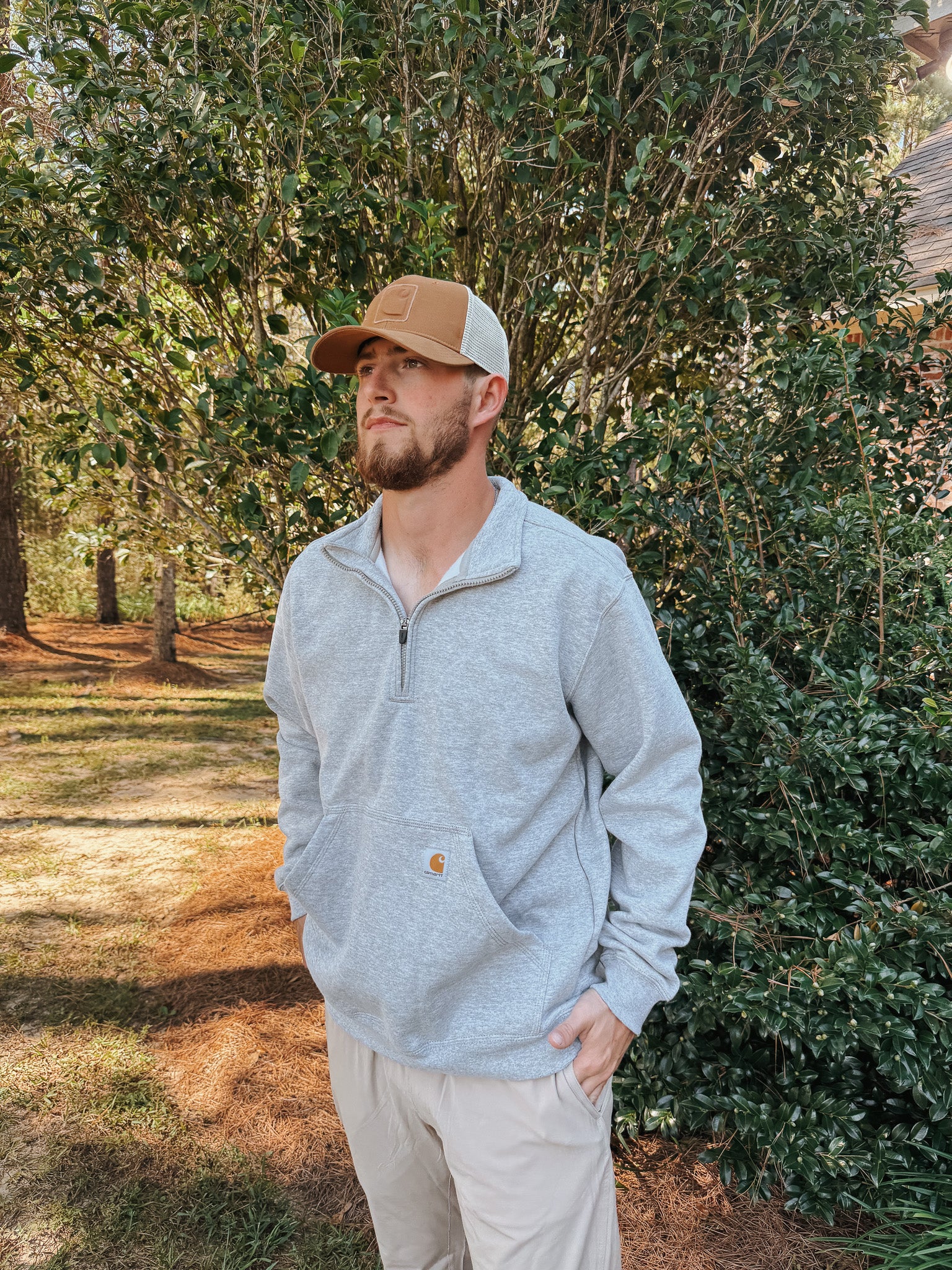 Carhartt Midweight 1/4 Zip Sweatshirt - Heather Grey