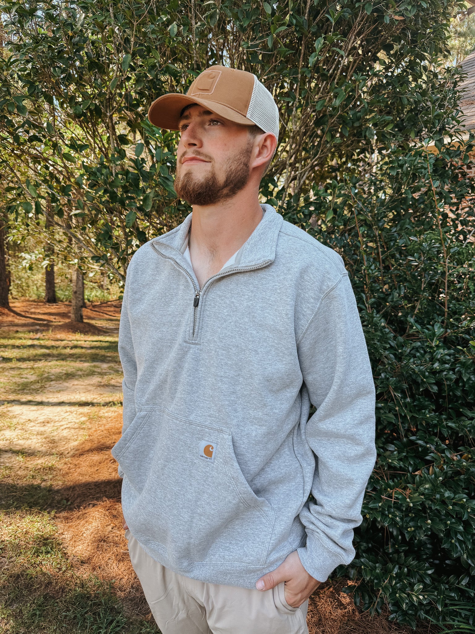 Carhartt Midweight 1/4 Zip Sweatshirt - Heather Grey