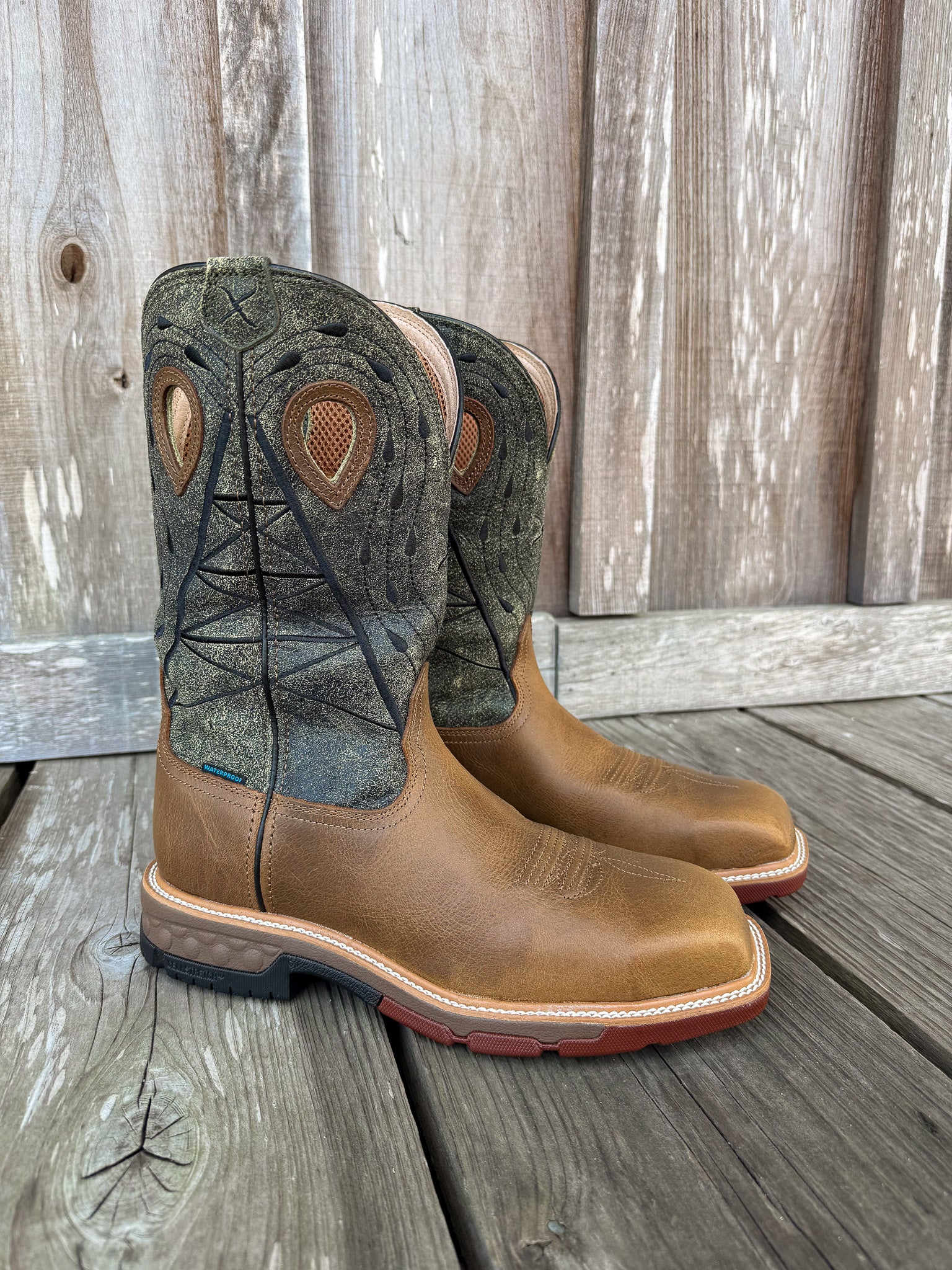 Men's Twisted X Lion & Dark Olive Waterproof Square Nano Toe Work Boots