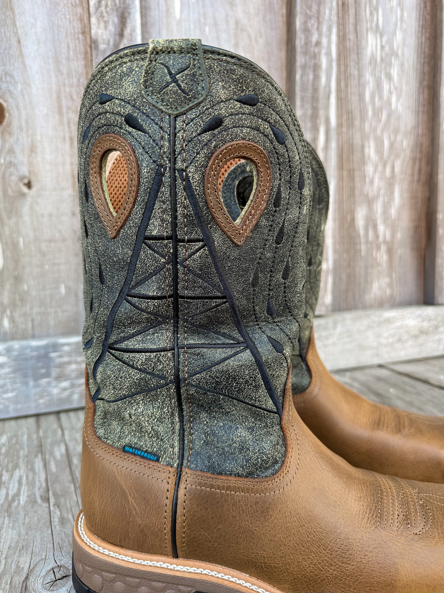 Men's Twisted X Lion & Dark Olive Waterproof Square Nano Toe Work Boots