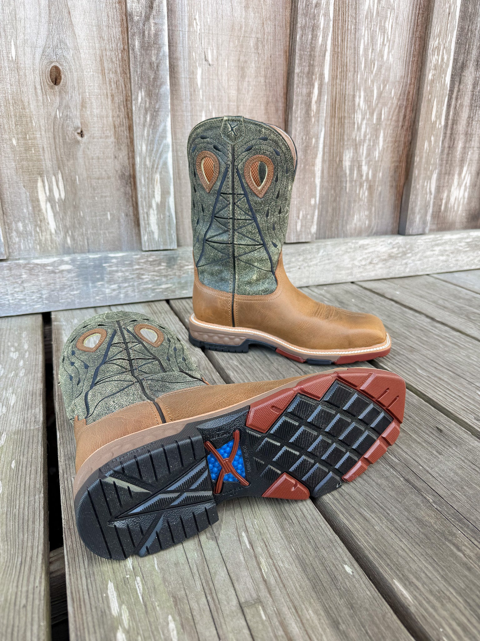 Men's Twisted X Lion & Dark Olive Waterproof Square Nano Toe Work Boots