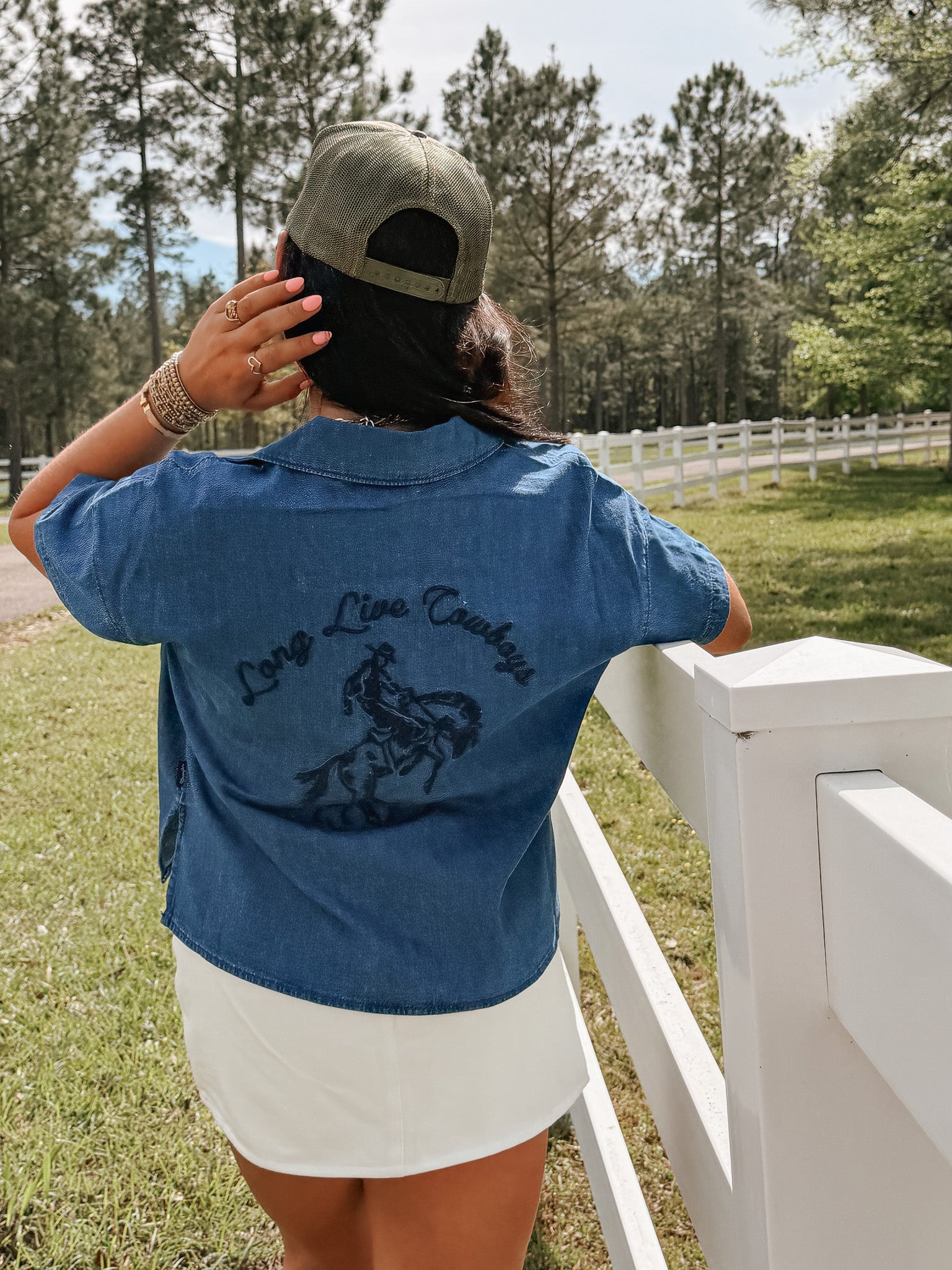 Wrangler Embroidered Denim Camp Shirt