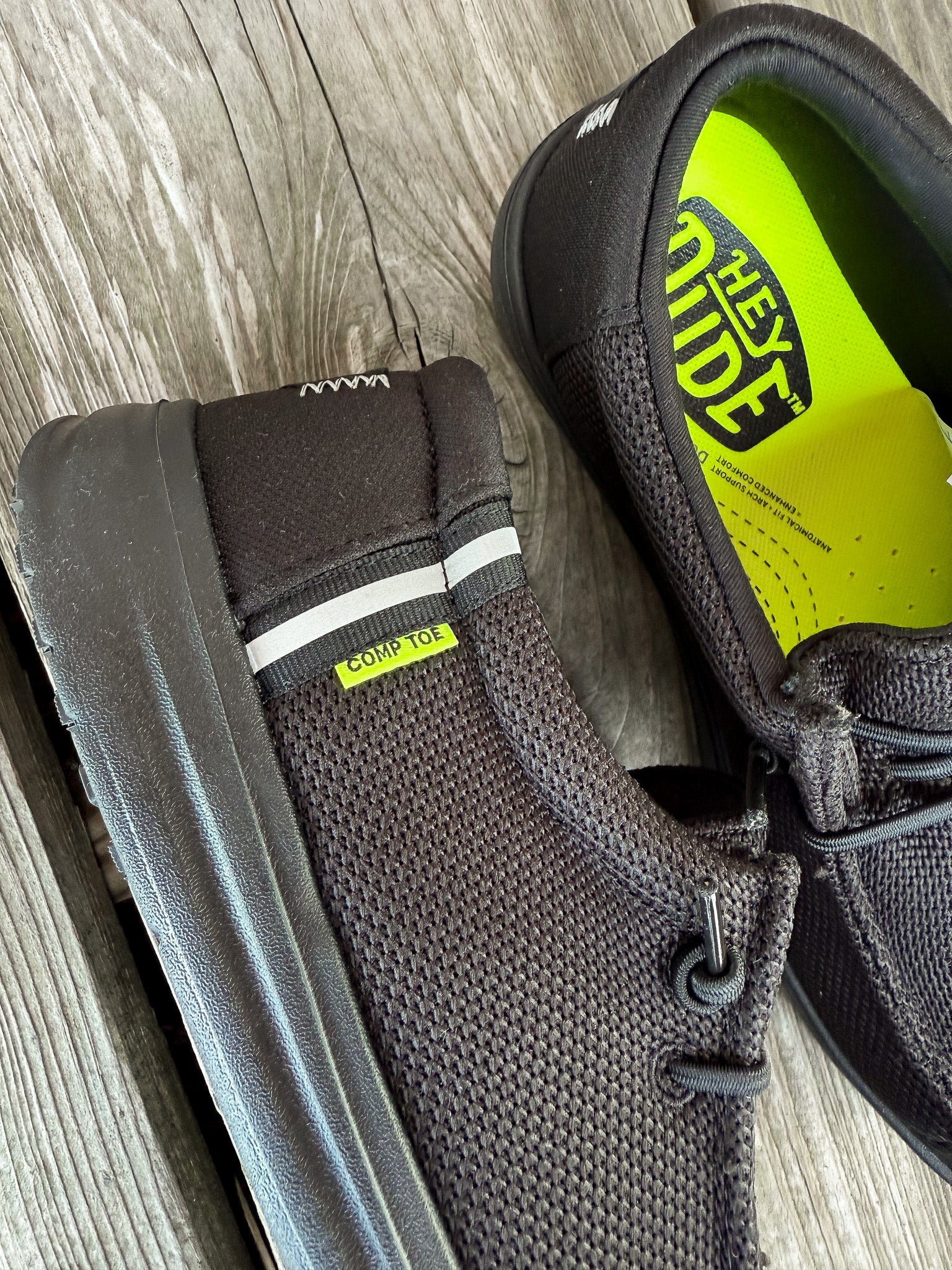 Men's Hey Dude Wally Work Composite Toe Shoes in Black/Black