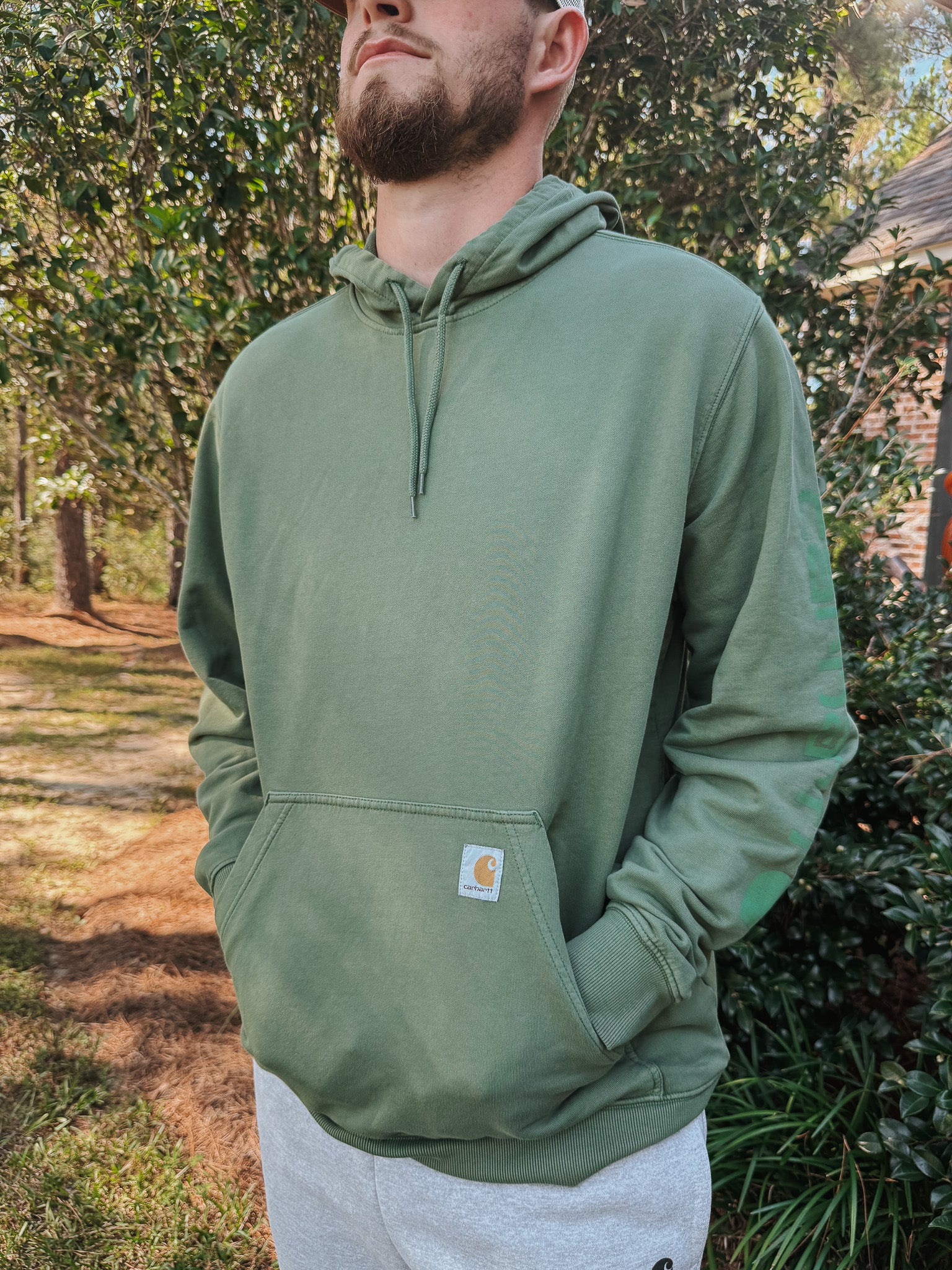 Carhartt Re-Engineered Garment Dyed Hooded Sweatshirt - Leaf