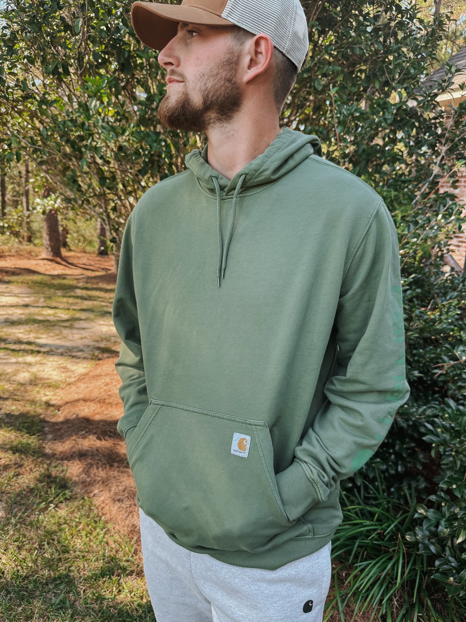 Carhartt Re-Engineered Garment Dyed Hooded Sweatshirt - Leaf