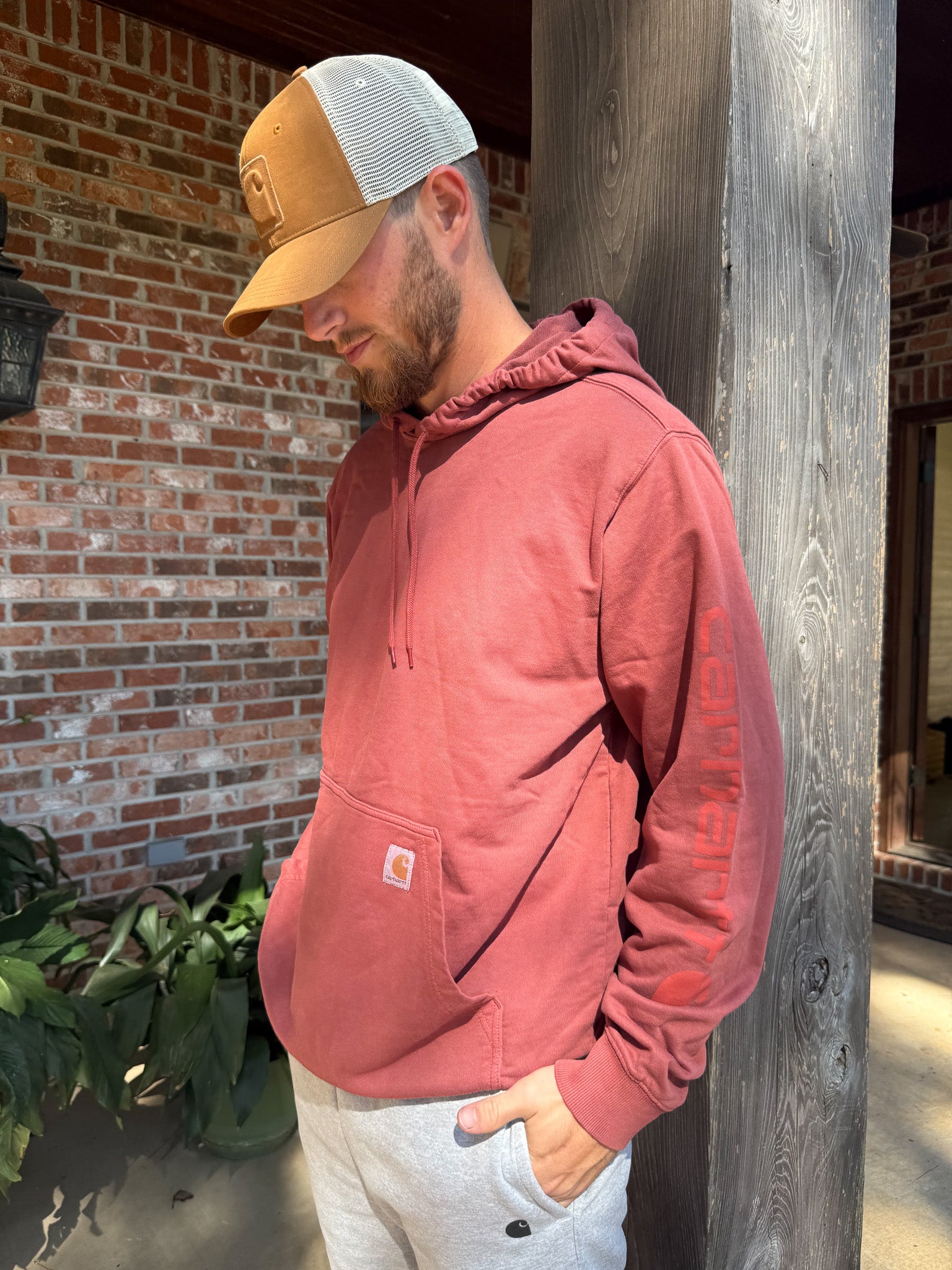 Carhartt Re-Engineered Garment Dyed Hooded Sweatshirt - Red