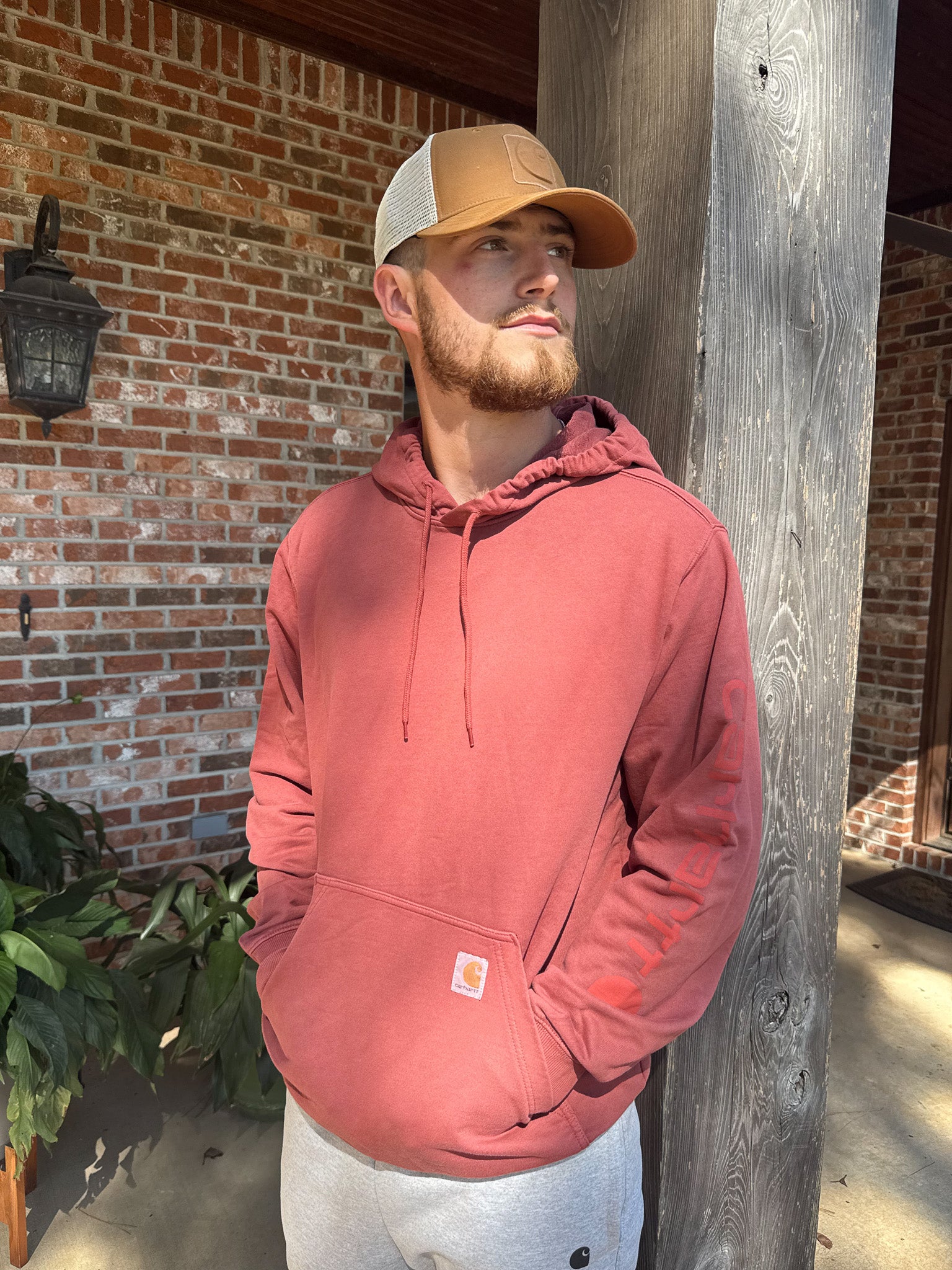 Carhartt Re-Engineered Garment Dyed Hooded Sweatshirt - Red