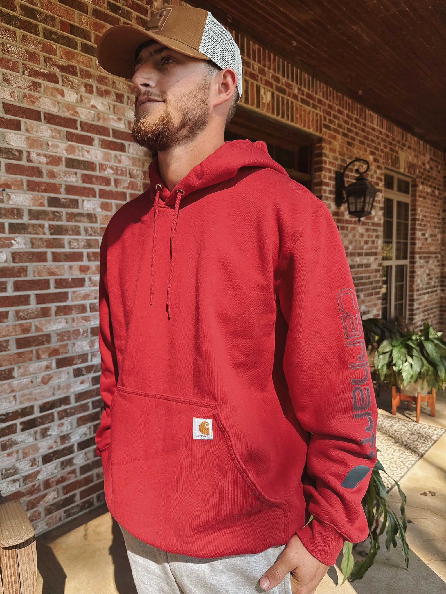 Carhartt Loose Fit Midweight Logo Hoodie - Red