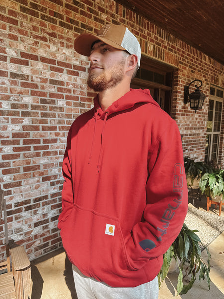Carhartt フード付きレッドジャンパー M Carhartt Loose Fit Midweight Logo Hoodie - Red – Boot Country