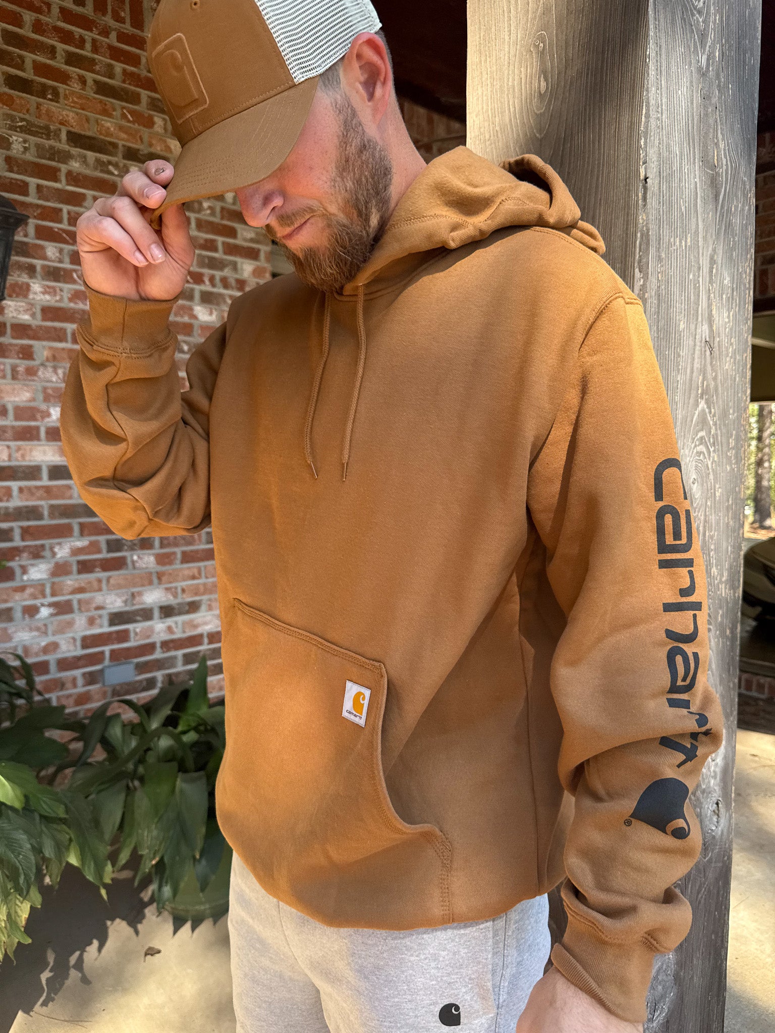 Carhartt Loose Fit Midweight Logo Hoodie - Brown