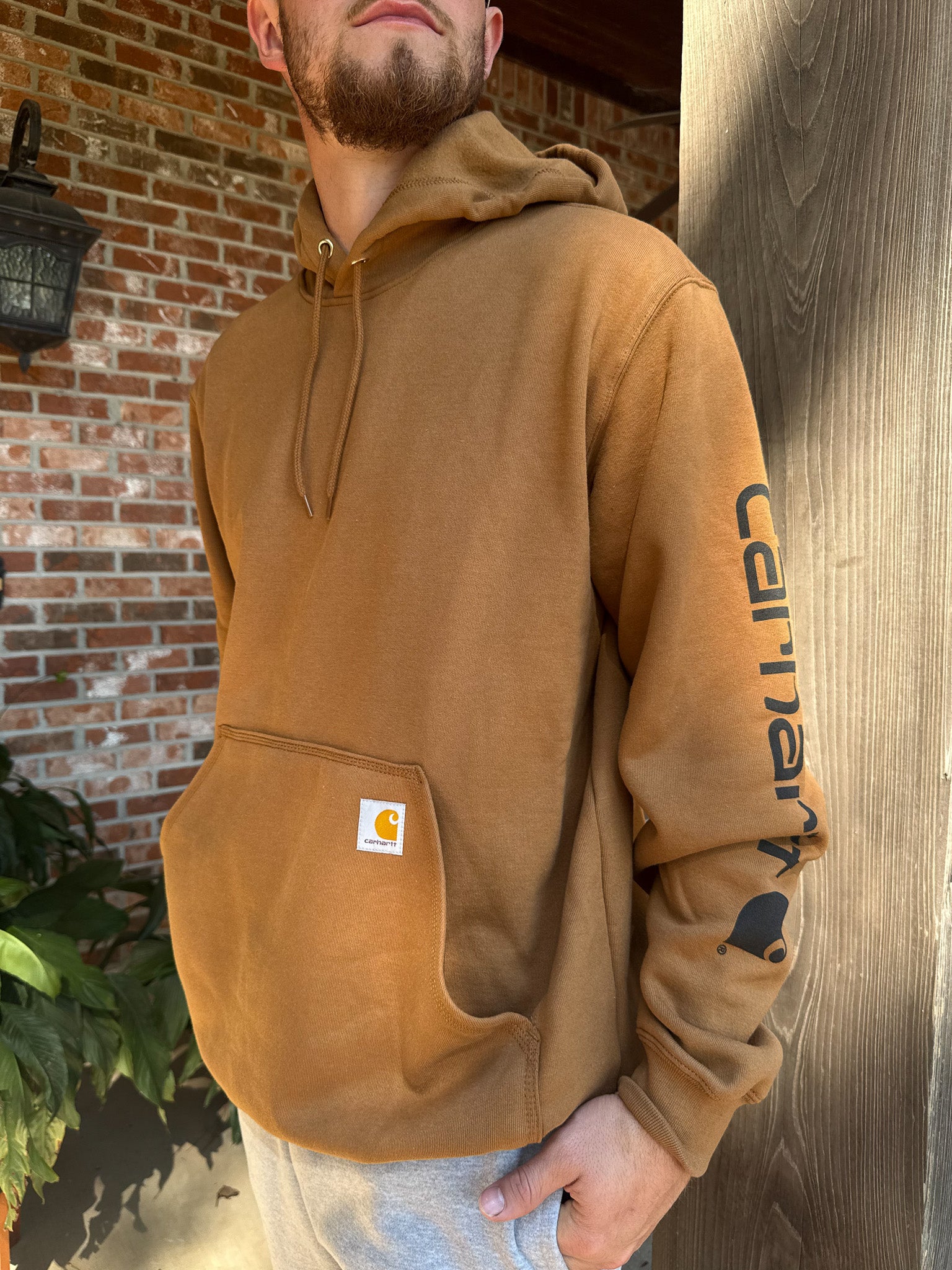 Carhartt Loose Fit Midweight Logo Hoodie - Brown